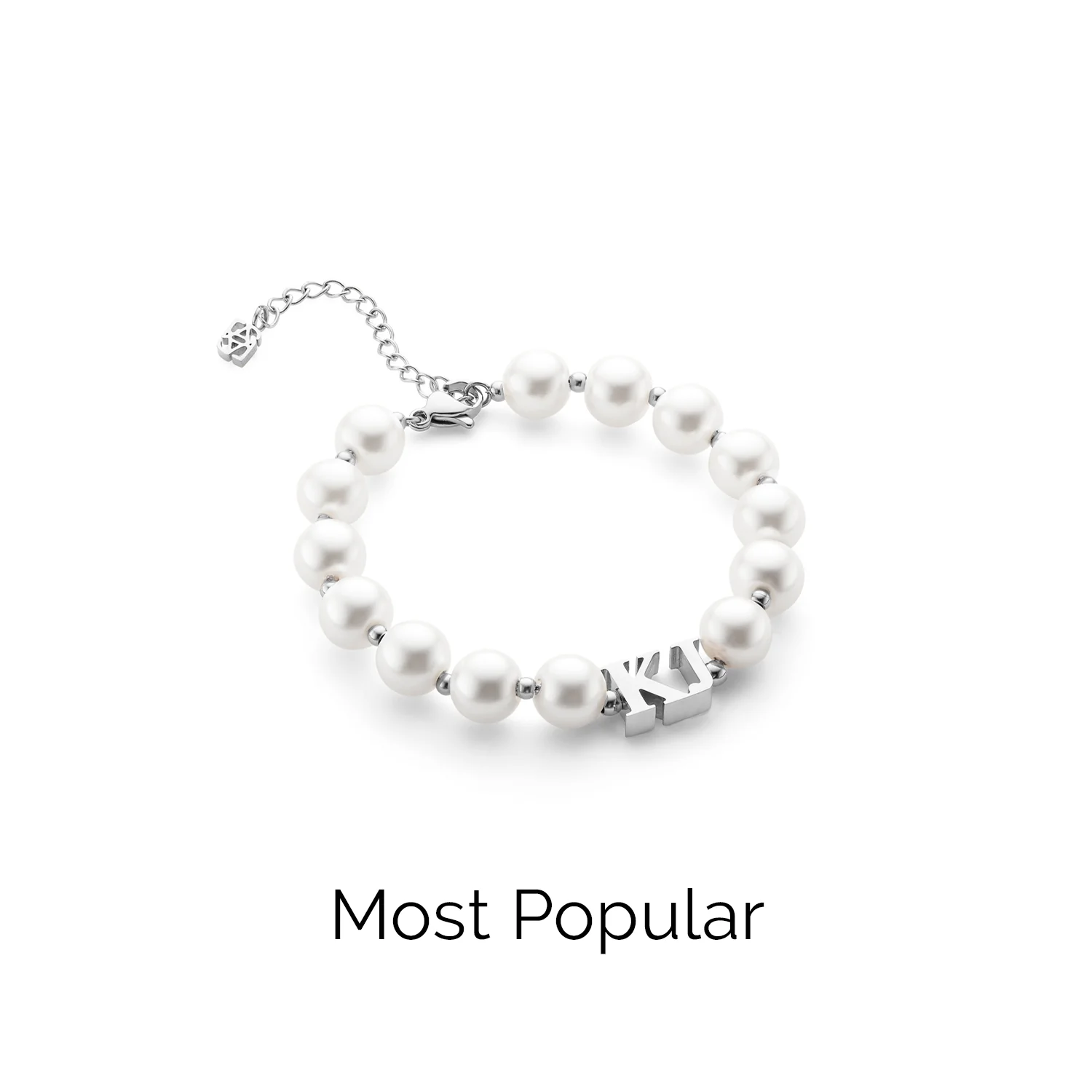 Lunar Pearl Initial Bracelet (Silver)