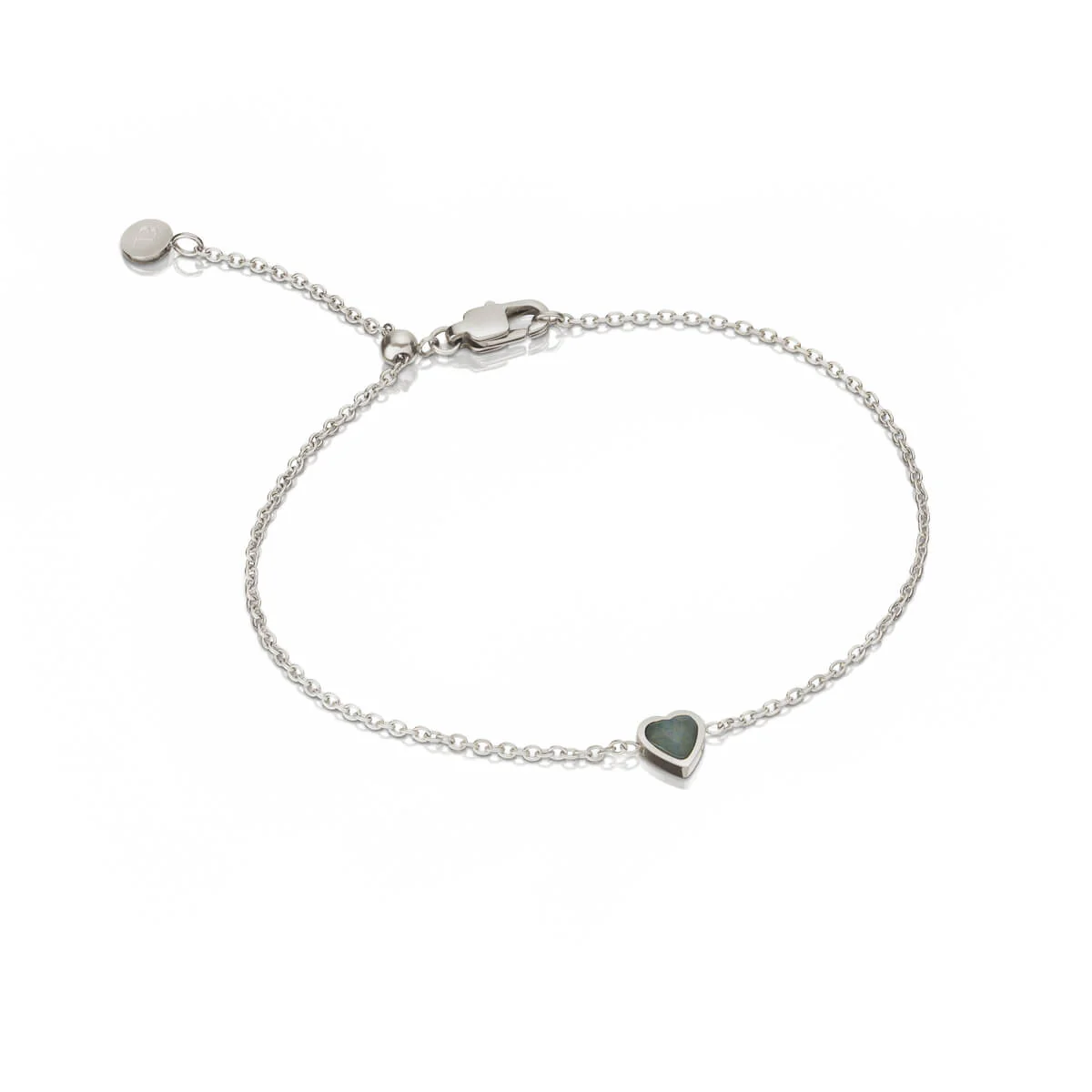 Mini Heart Birthstone Bracelet (Silver)