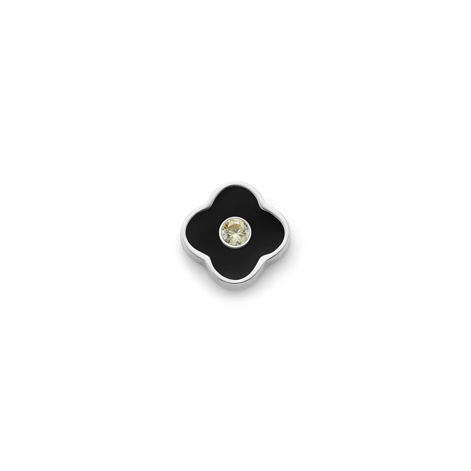 Black Enamel Clover Charms (Silver) - Birthstones