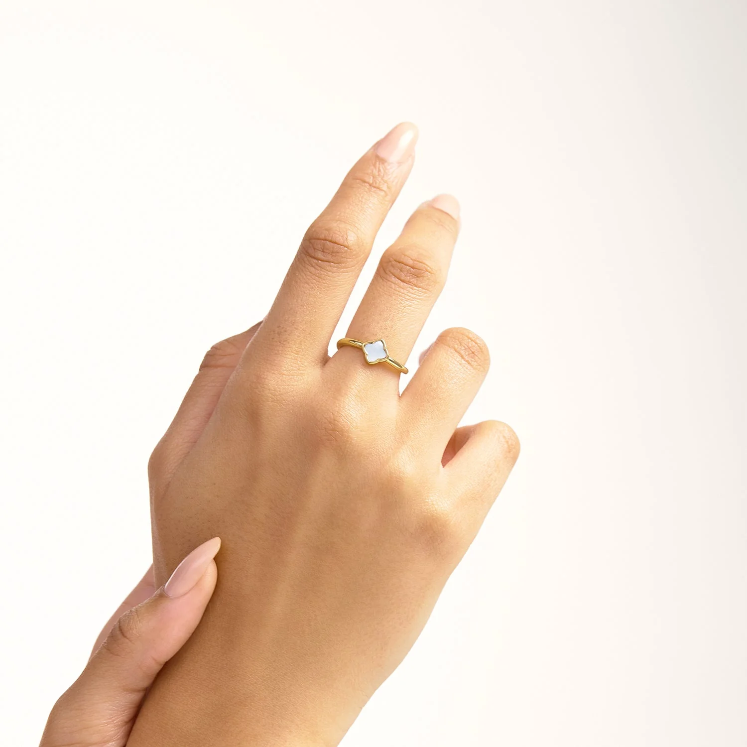Mini Pearl Clover Ring & Earrings Bundle (Gold)