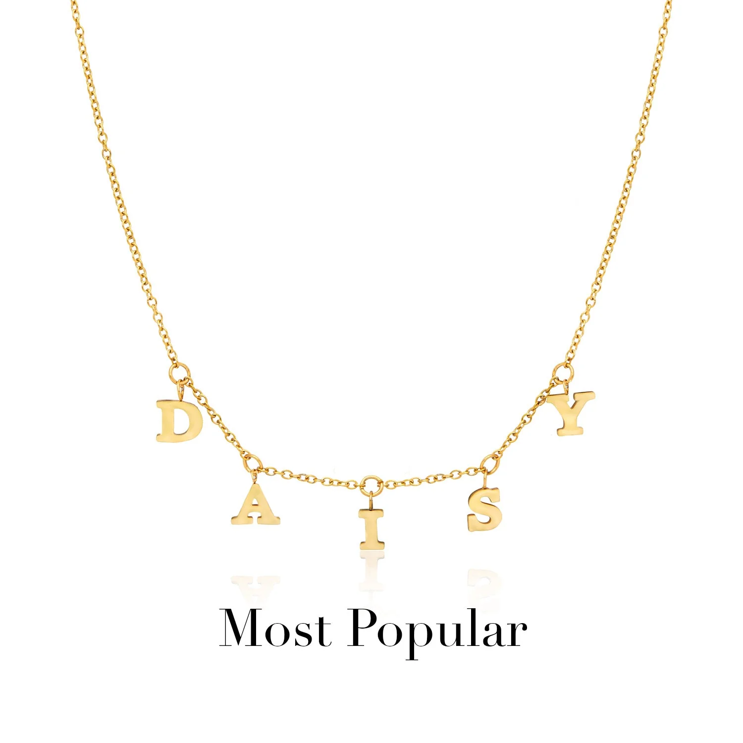 Mini Hanging Letter Name Necklace (Gold)