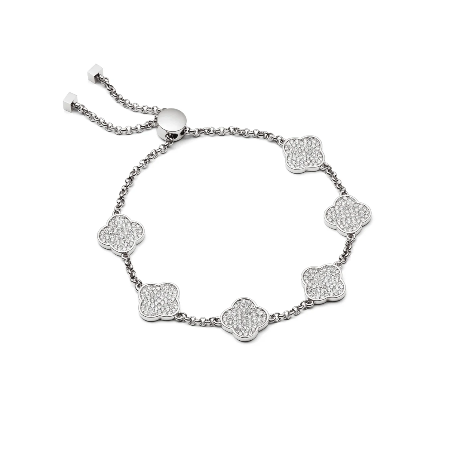 Shimmer Pavé Clover Bracelet (Silver)