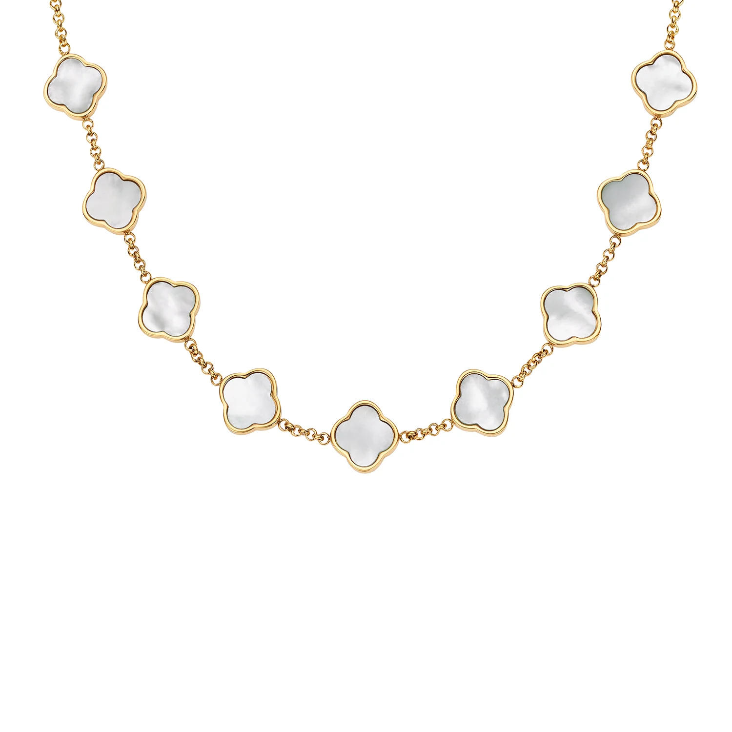 Pearl Clover Custom Name Necklace (Gold)