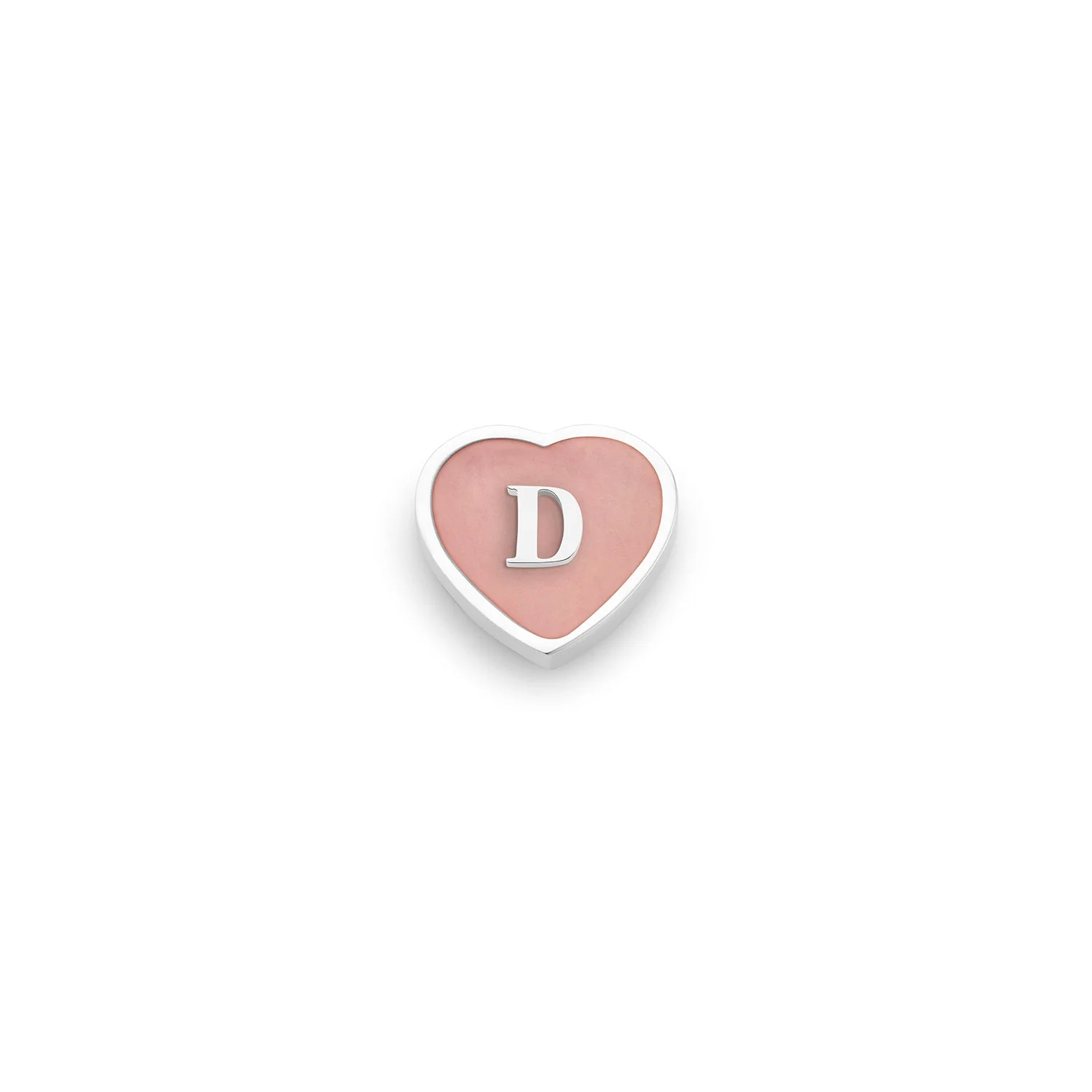 Rose Quartz Heart Charms (Silver) - Initials