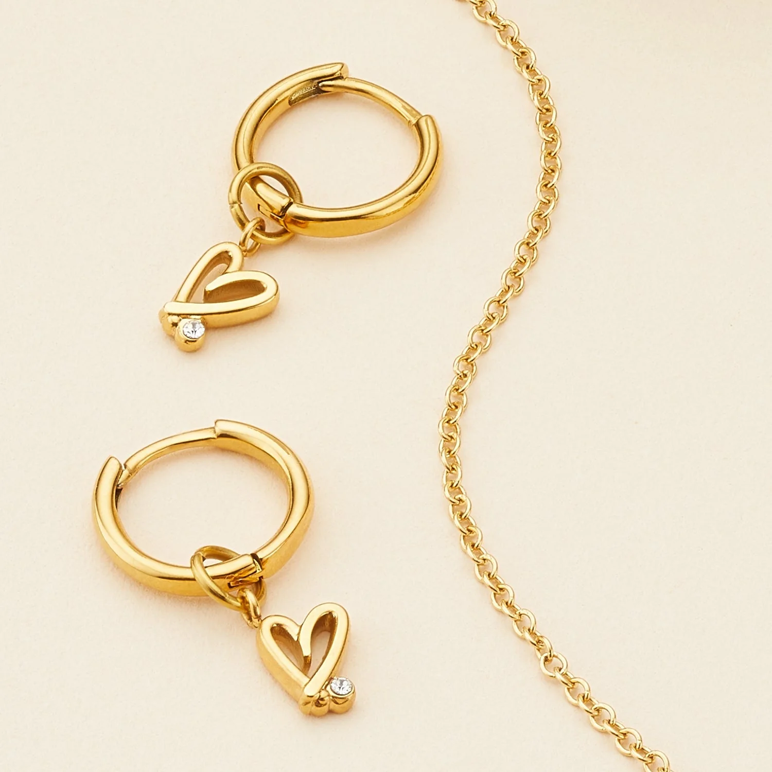 Stacey's Stories Doodle Heart Huggie Hoops (Gold)
