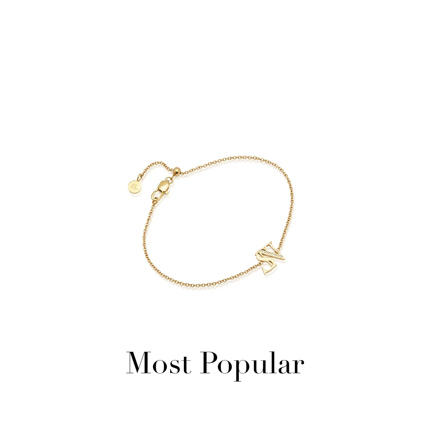 Double Initial Crystal Bracelet (Gold)