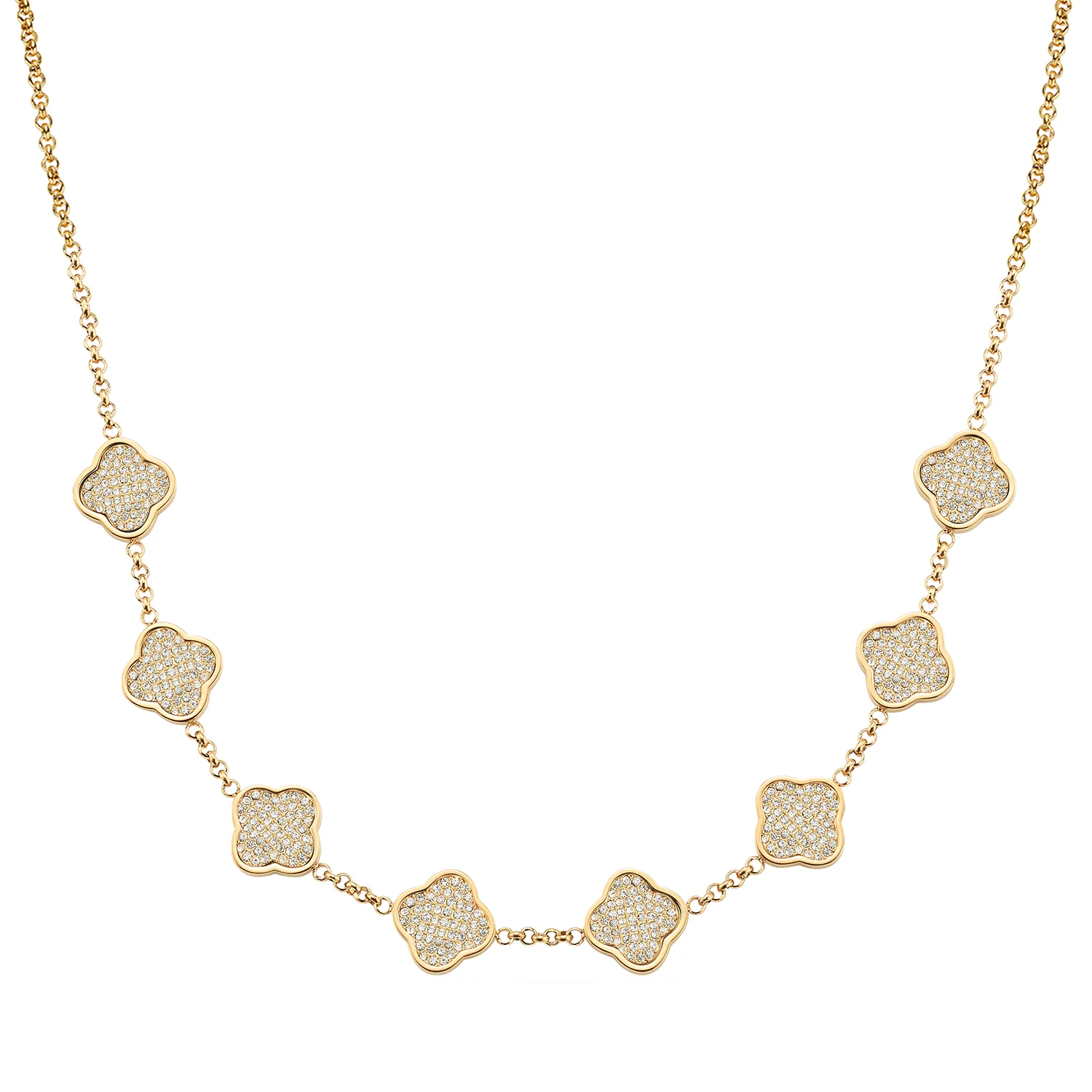 Shimmer Pavé Clover Necklace (Gold)