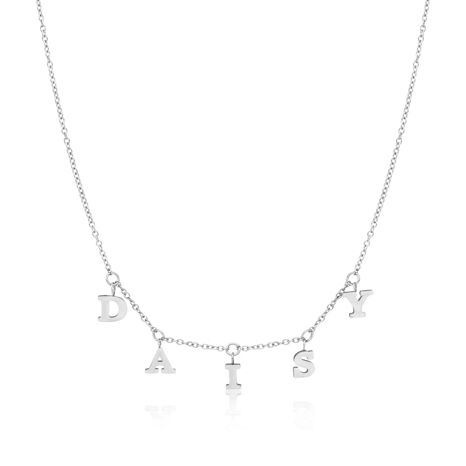 Mini Hanging Letter Name Necklace (Silver)