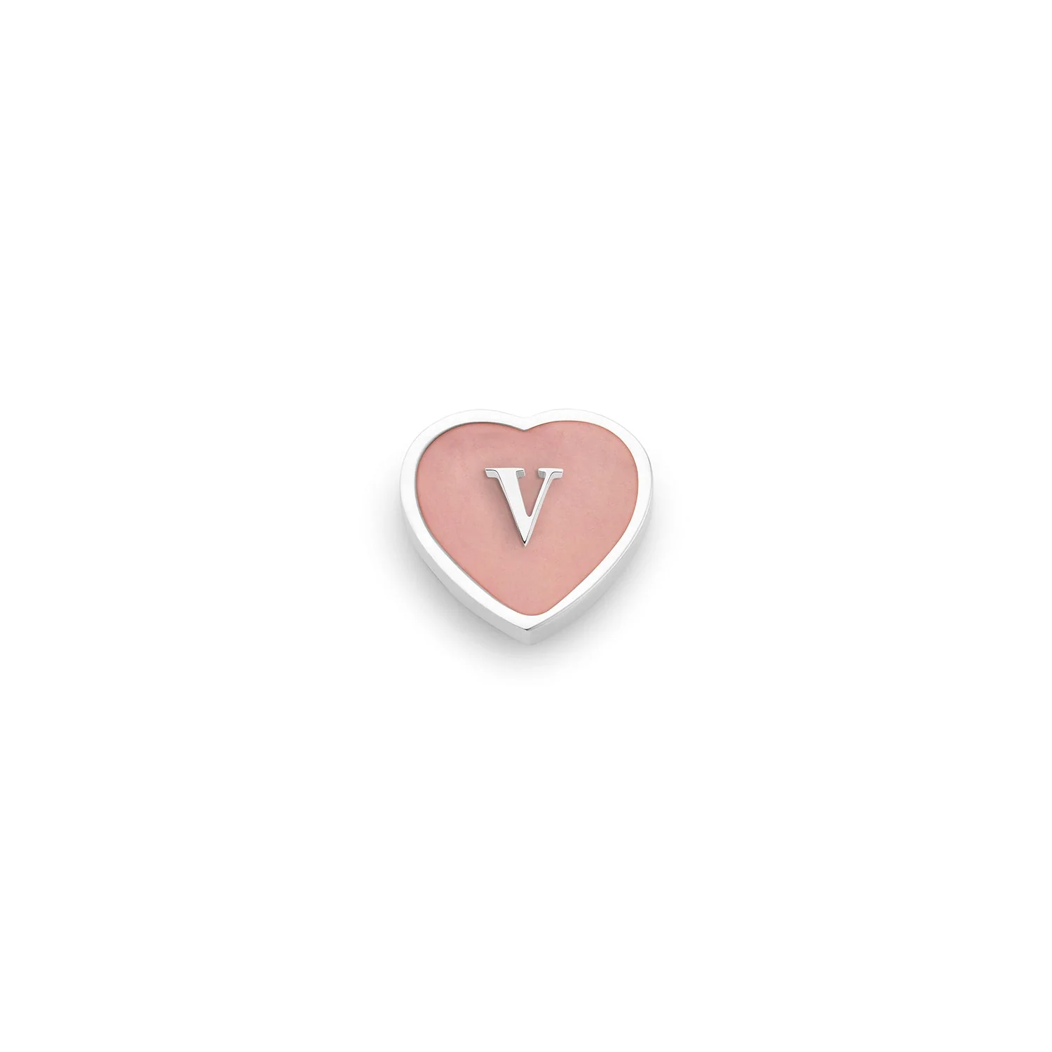 Rose Quartz Heart Charms (Silver) - Initials