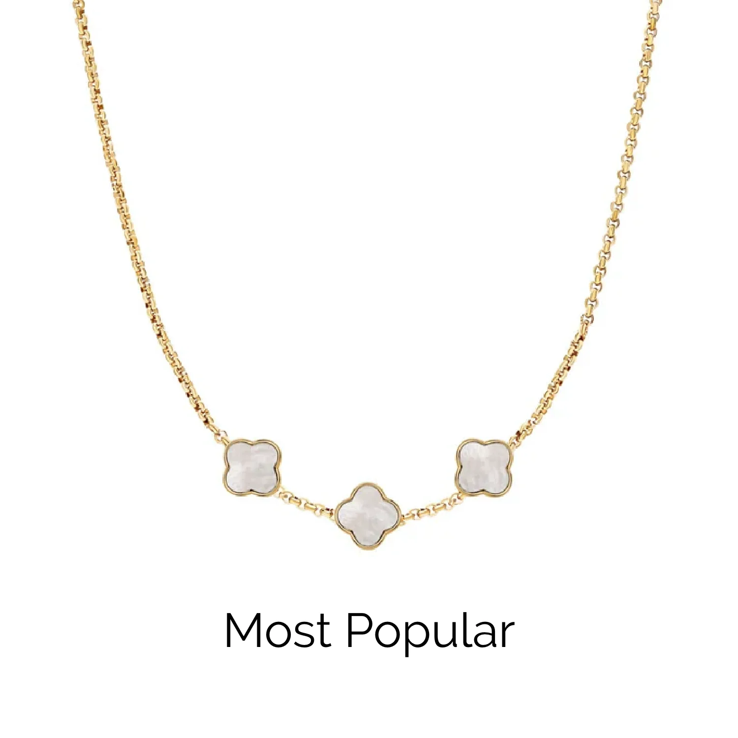 Pearl Clover Custom Name Necklace (Gold)