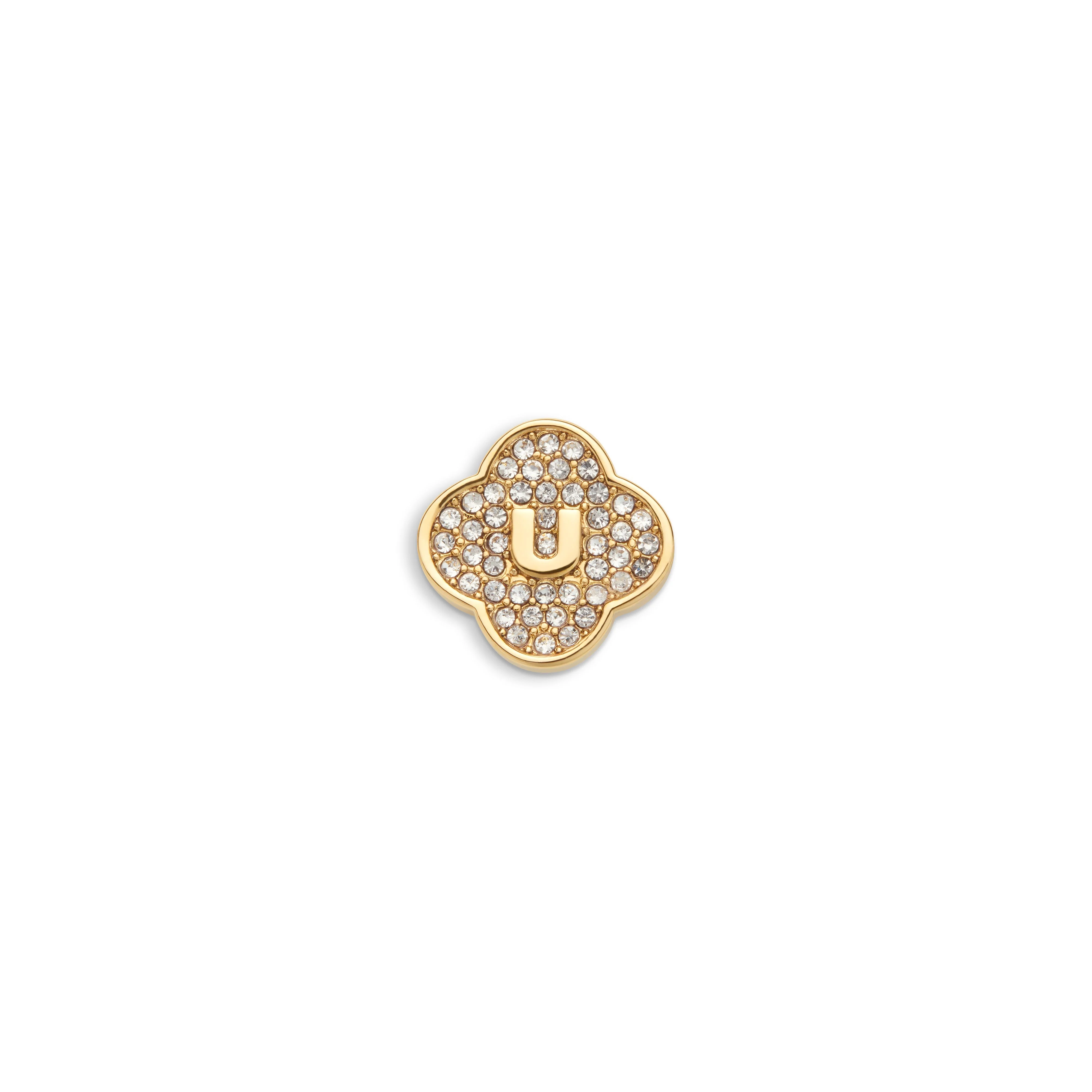 Shimmer Pavé Clover Charms (Gold) - Initials