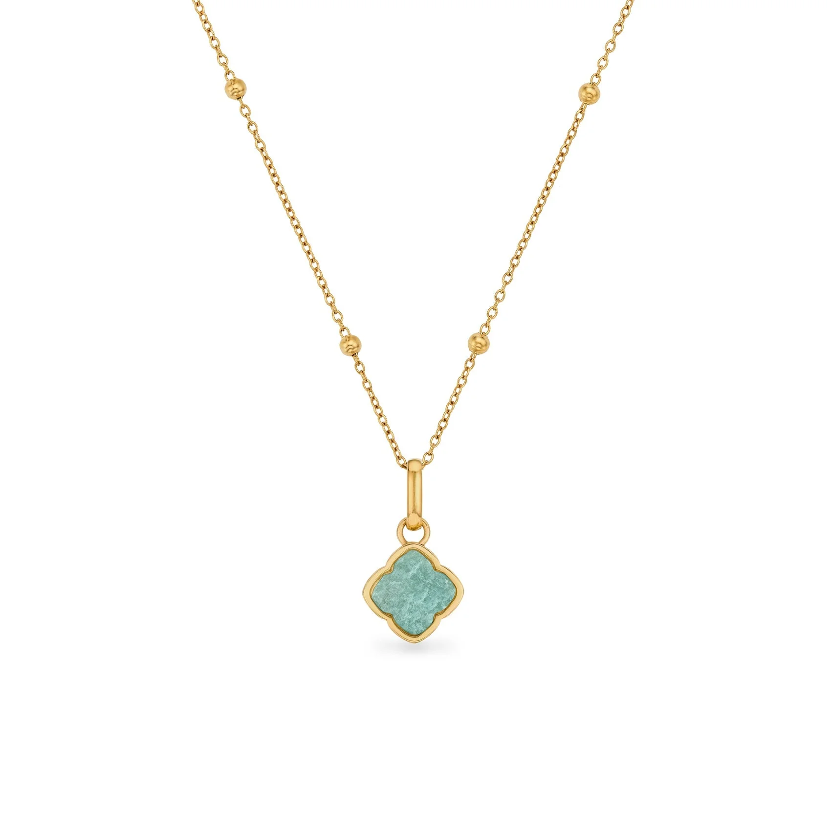 Amazonite Clover Necklace (Gold)