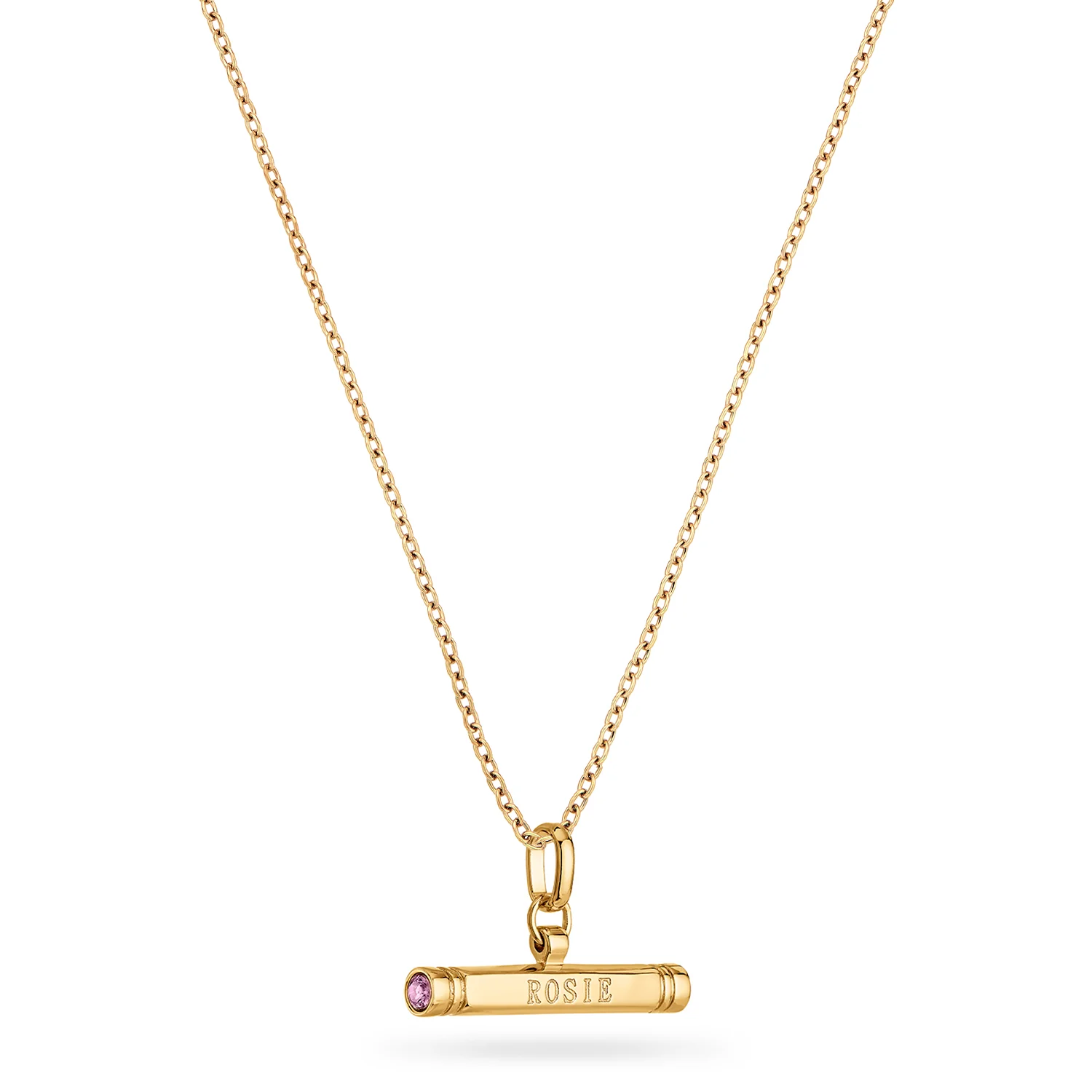 Custom Stamped T-Bar Necklace (Gold)