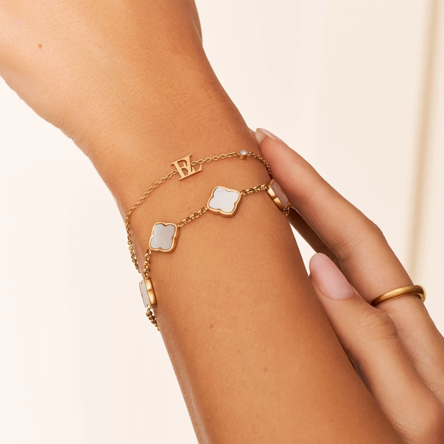 Mini Double Initial Bracelet (Gold)