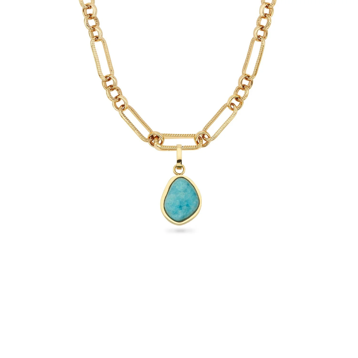 Blue Amazonite Stone Necklace (Gold)