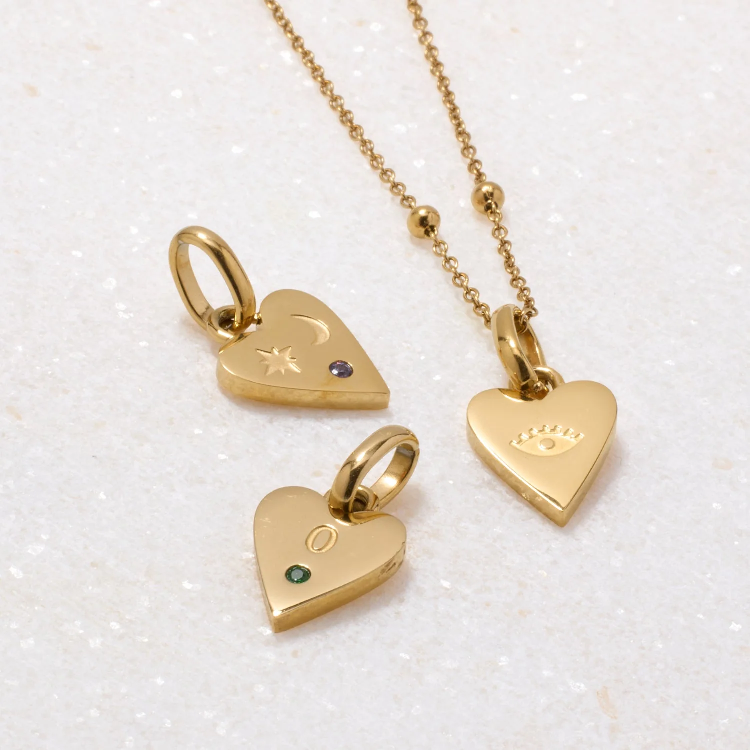Custom Stamped Heart Pendant Necklace (Gold)