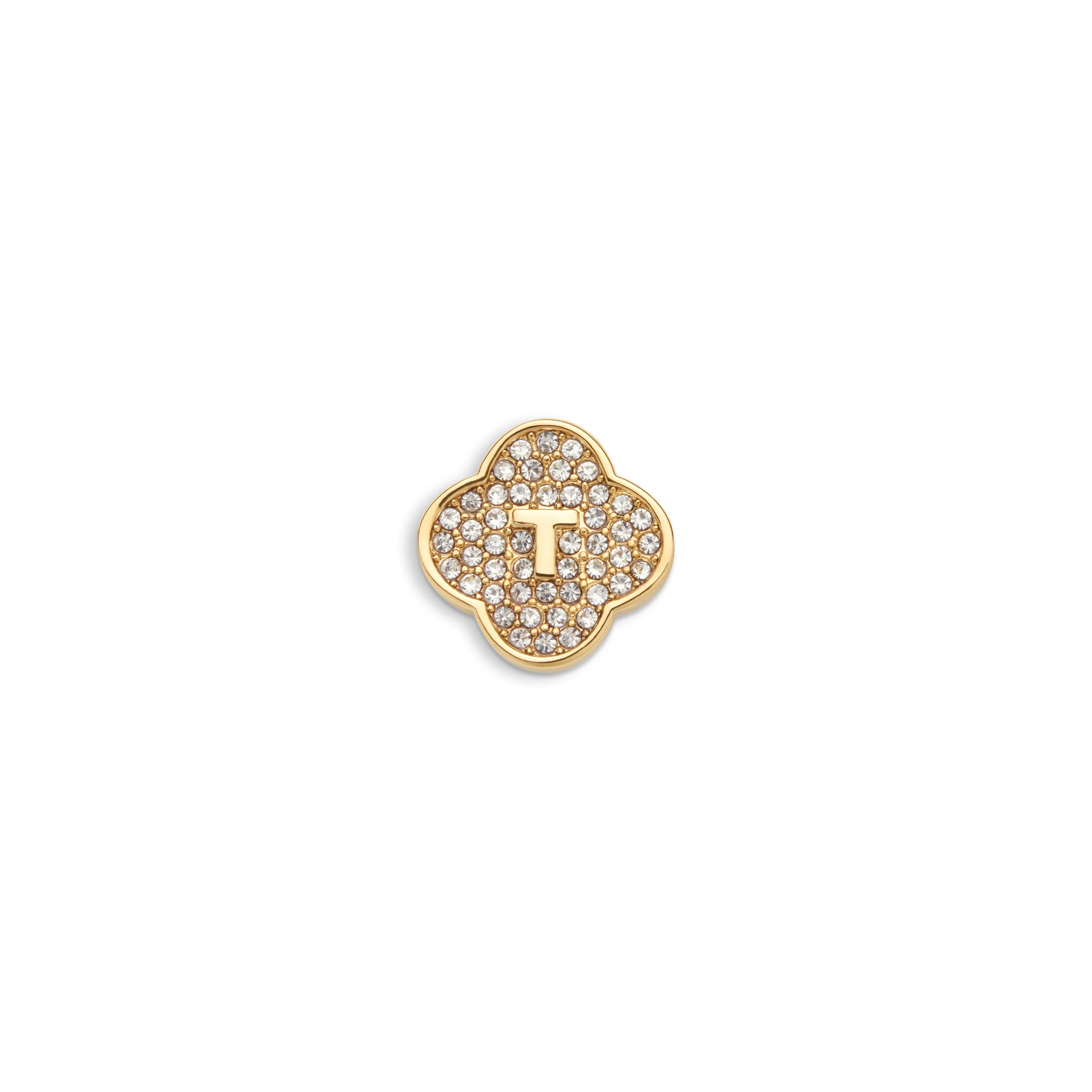 Shimmer Pavé Clover Charms (Gold) - Initials