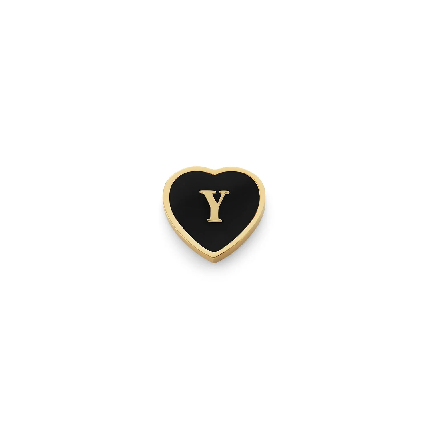 Black Enamel Heart Charms (Gold) - Initials