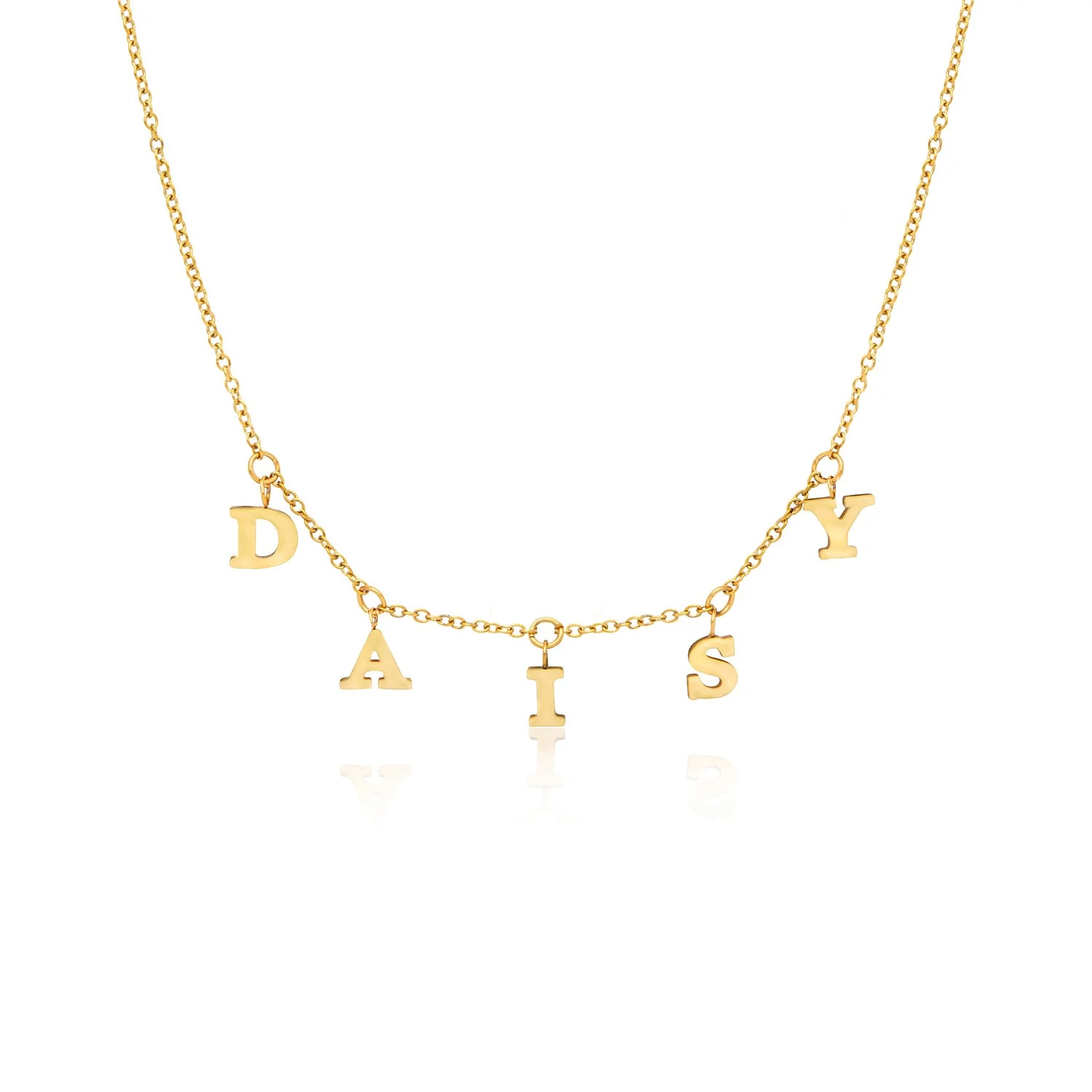 Mini Hanging Letter Name Necklace (Gold)