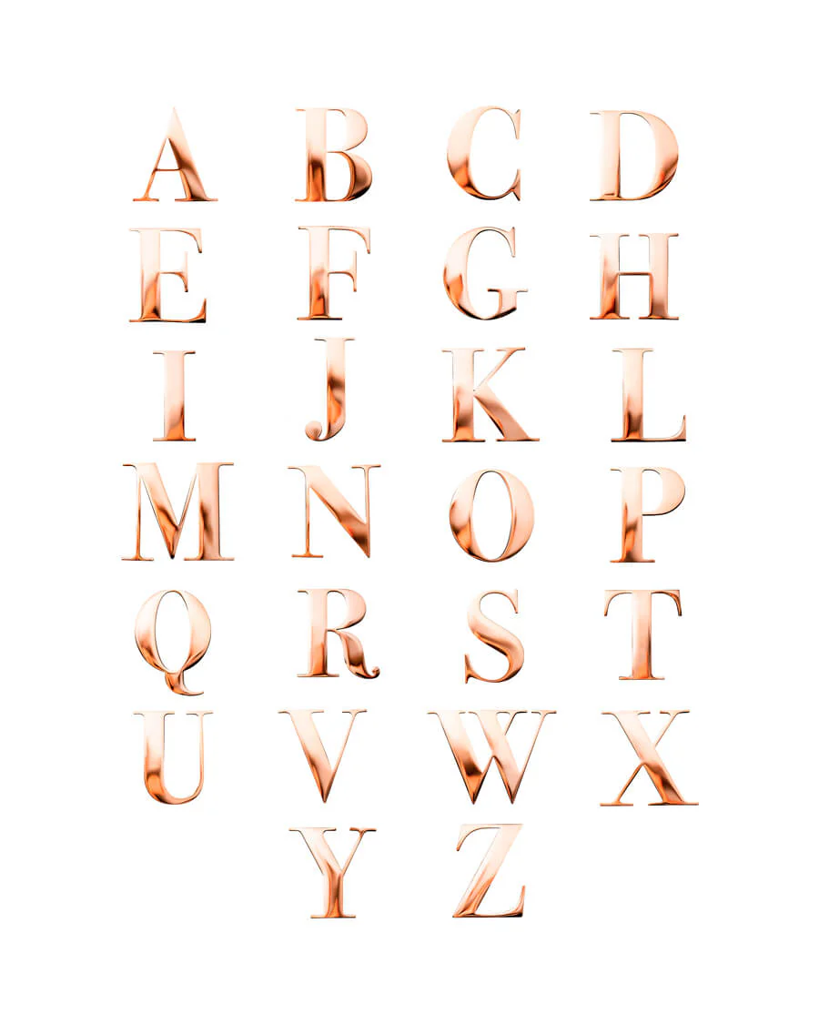 Metal Letter Key Ring (Rose Gold)