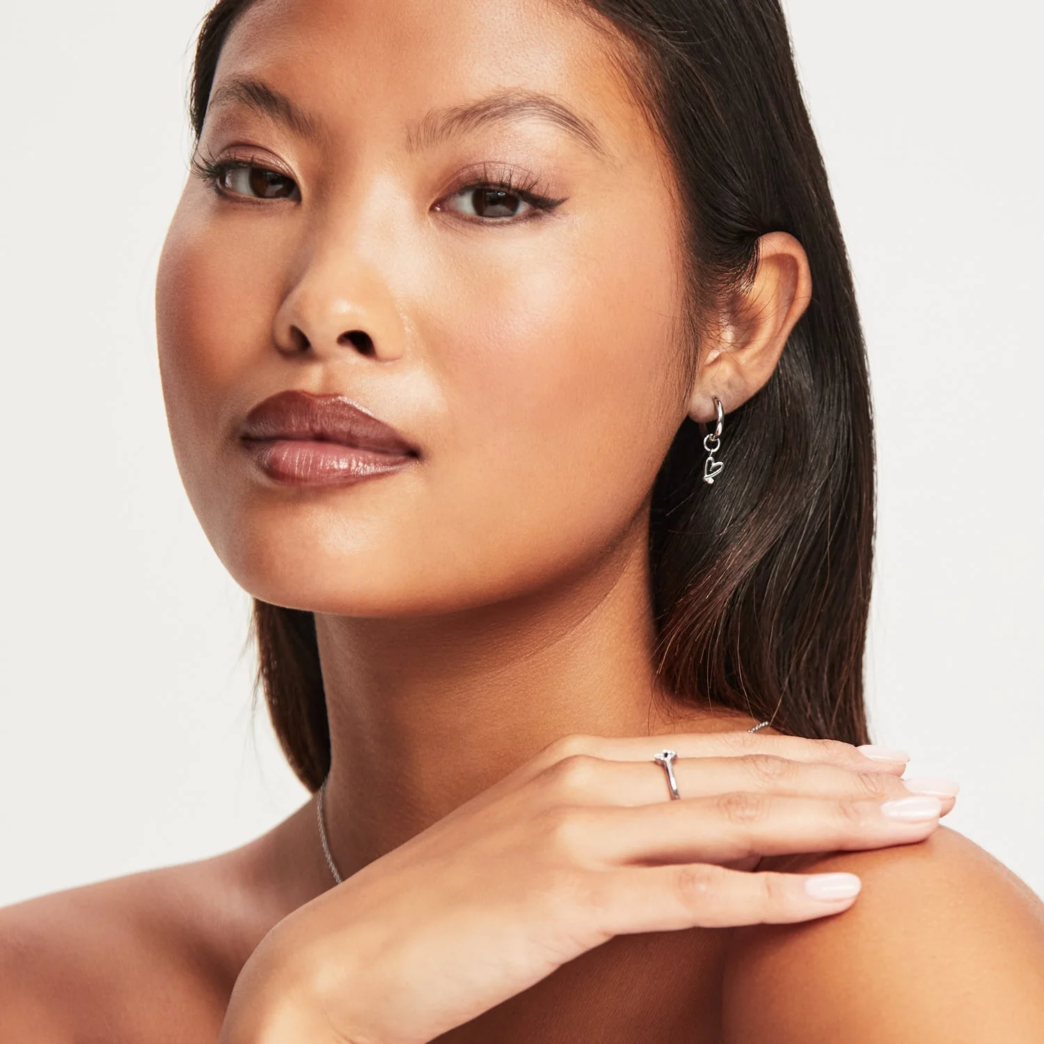 Stacey's Stories Doodle Heart Huggie Hoops (Silver)