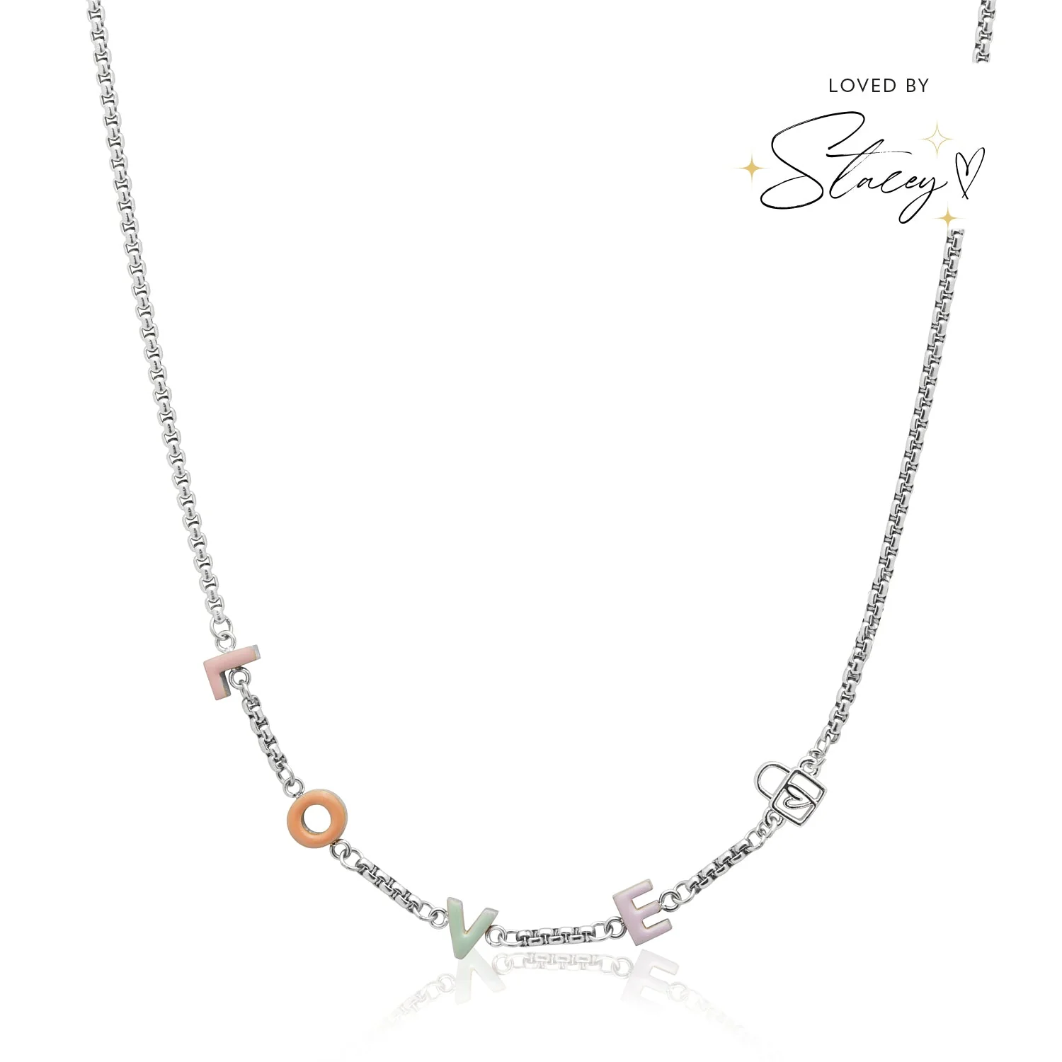 Custom Enamel Name Necklace (Silver)
