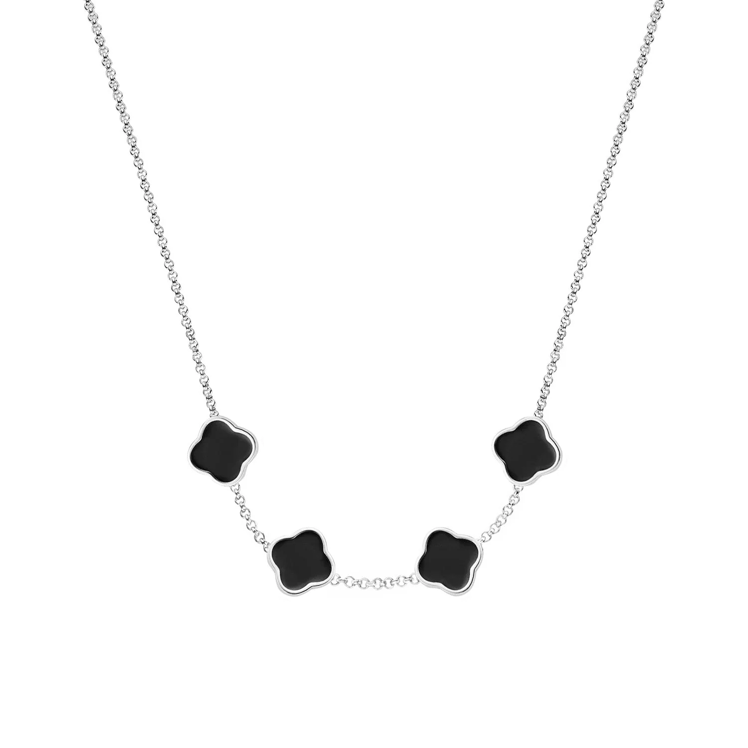 Clover Custom Name Necklace (Silver)
