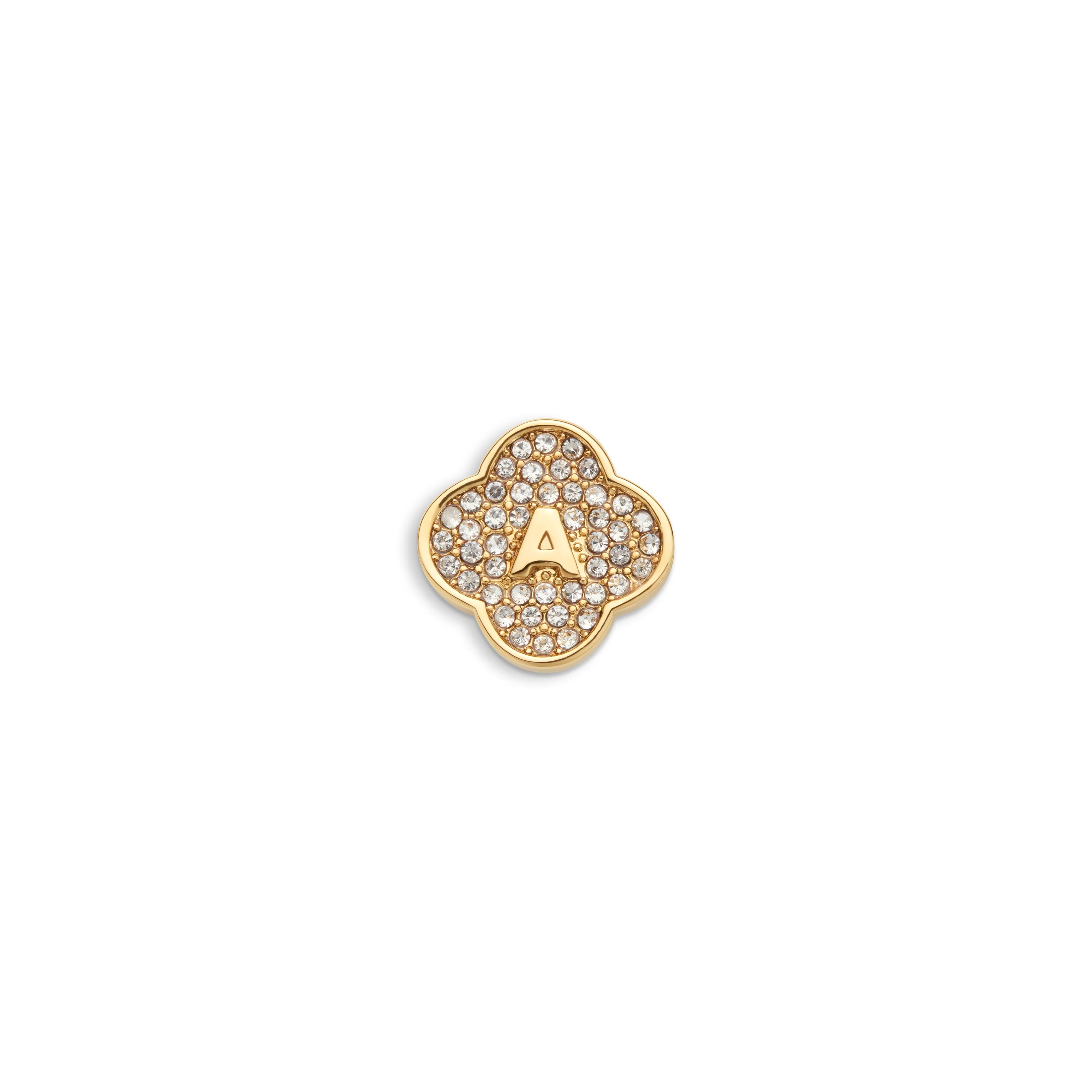 Shimmer Pavé Clover Charms (Gold) - Initials