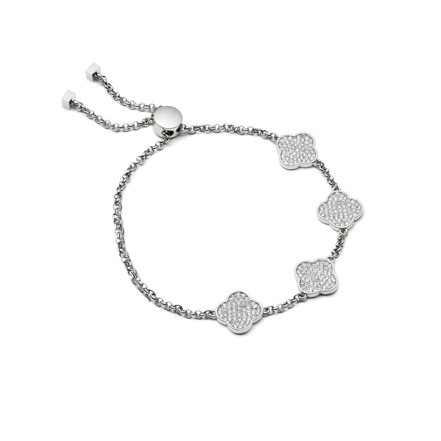 Shimmer Pavé Clover Bracelet (Silver)