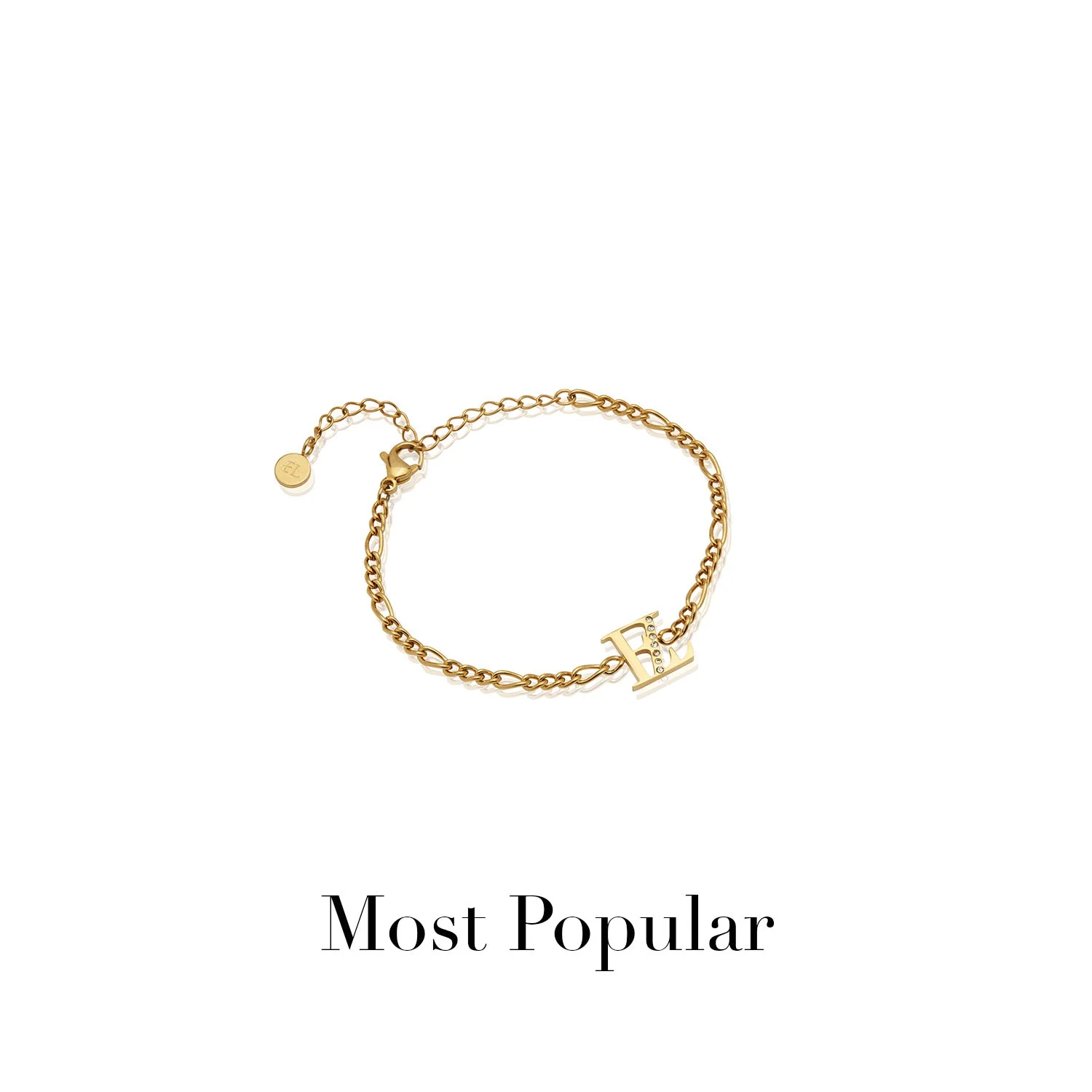Double Initial Crystal Bracelet (Gold)