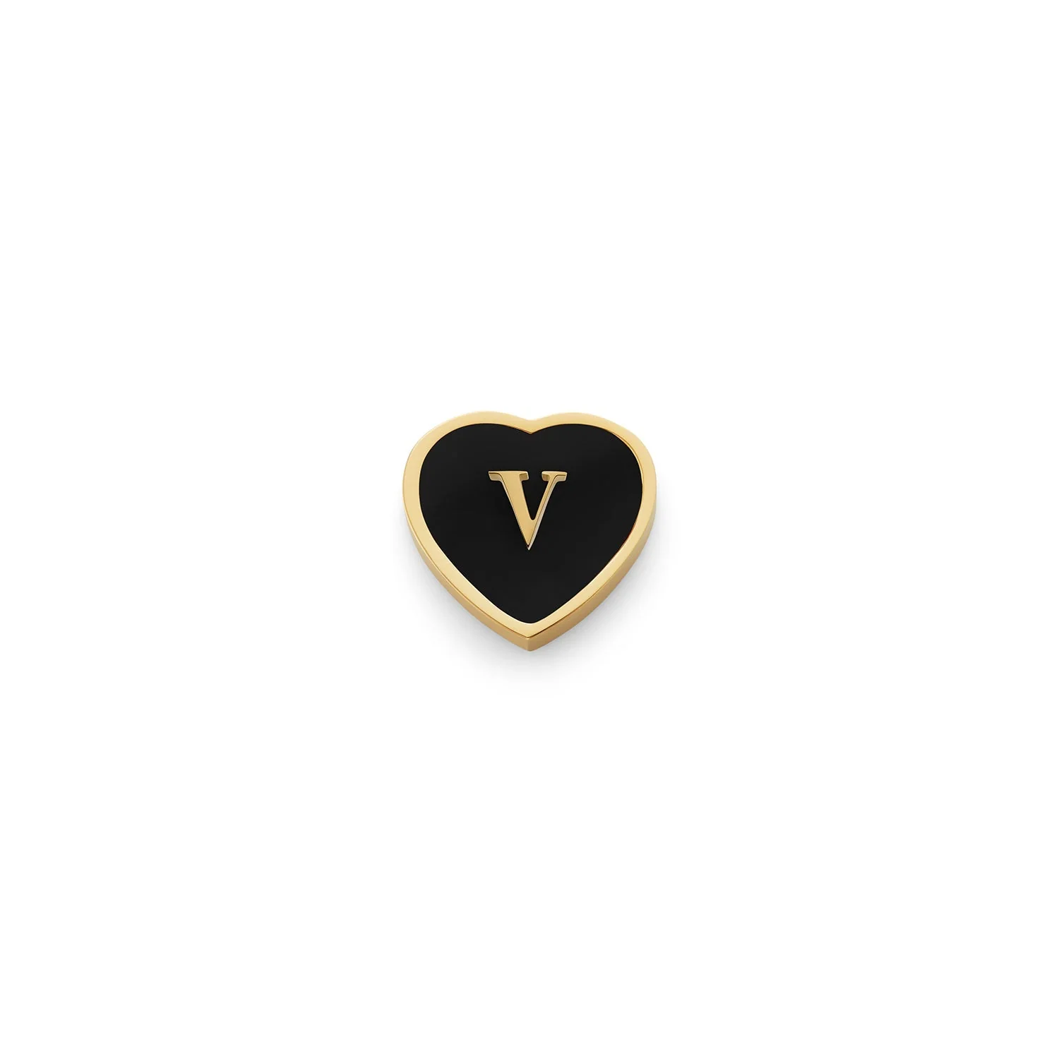 Black Enamel Heart Charms (Gold) - Initials