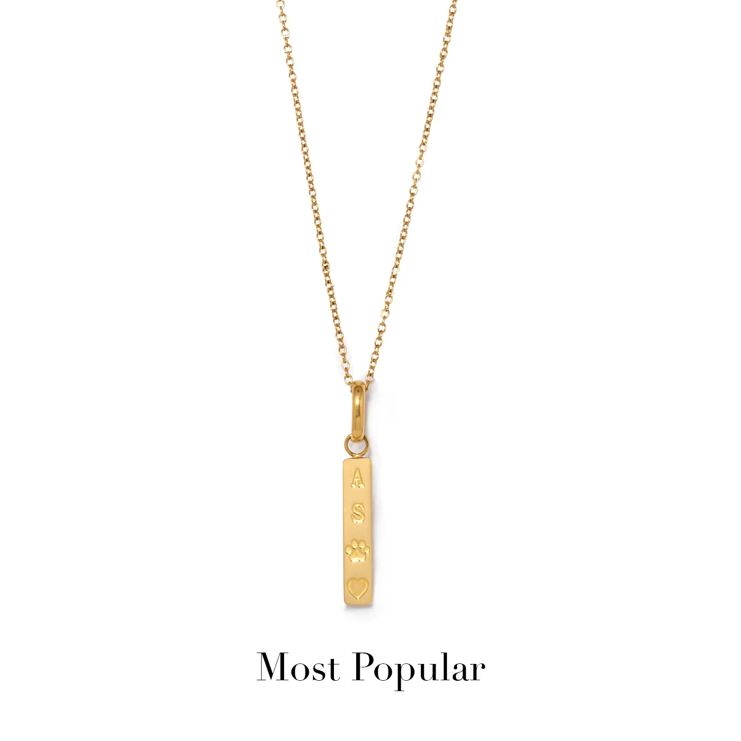 Custom Stamped Bar Pendant Necklace (Gold)