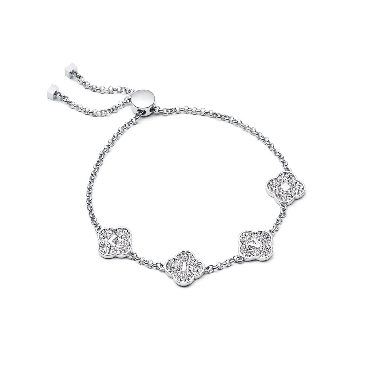 Shimmer Pavé Clover Bracelet (Silver)