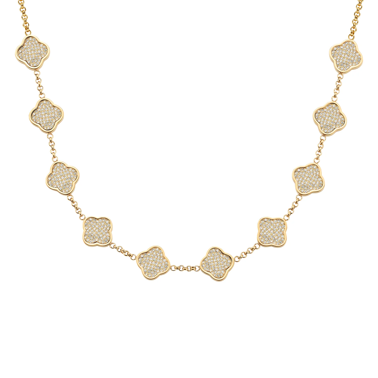 Shimmer Pavé Clover Necklace (Gold)