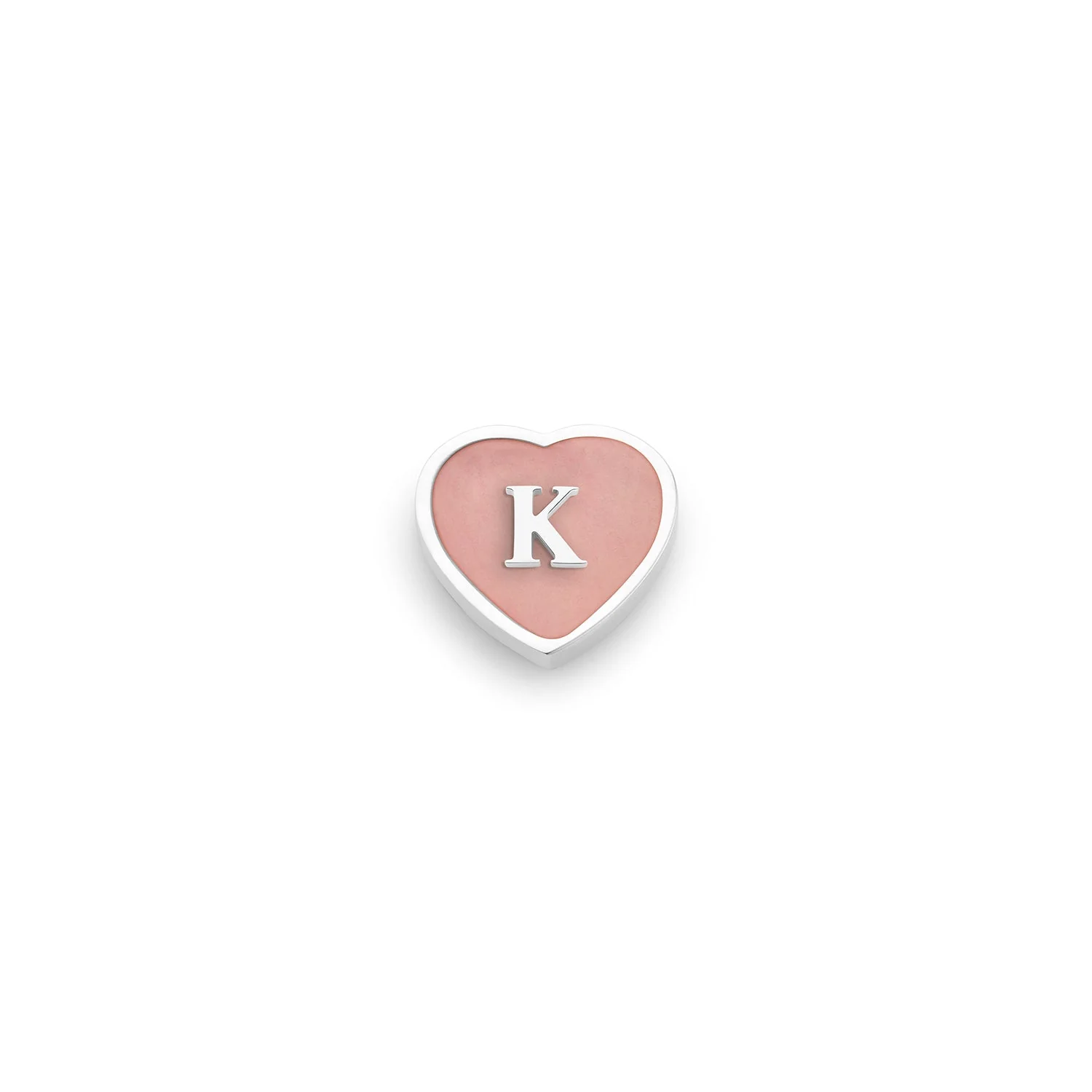 Rose Quartz Heart Charms (Silver) - Initials