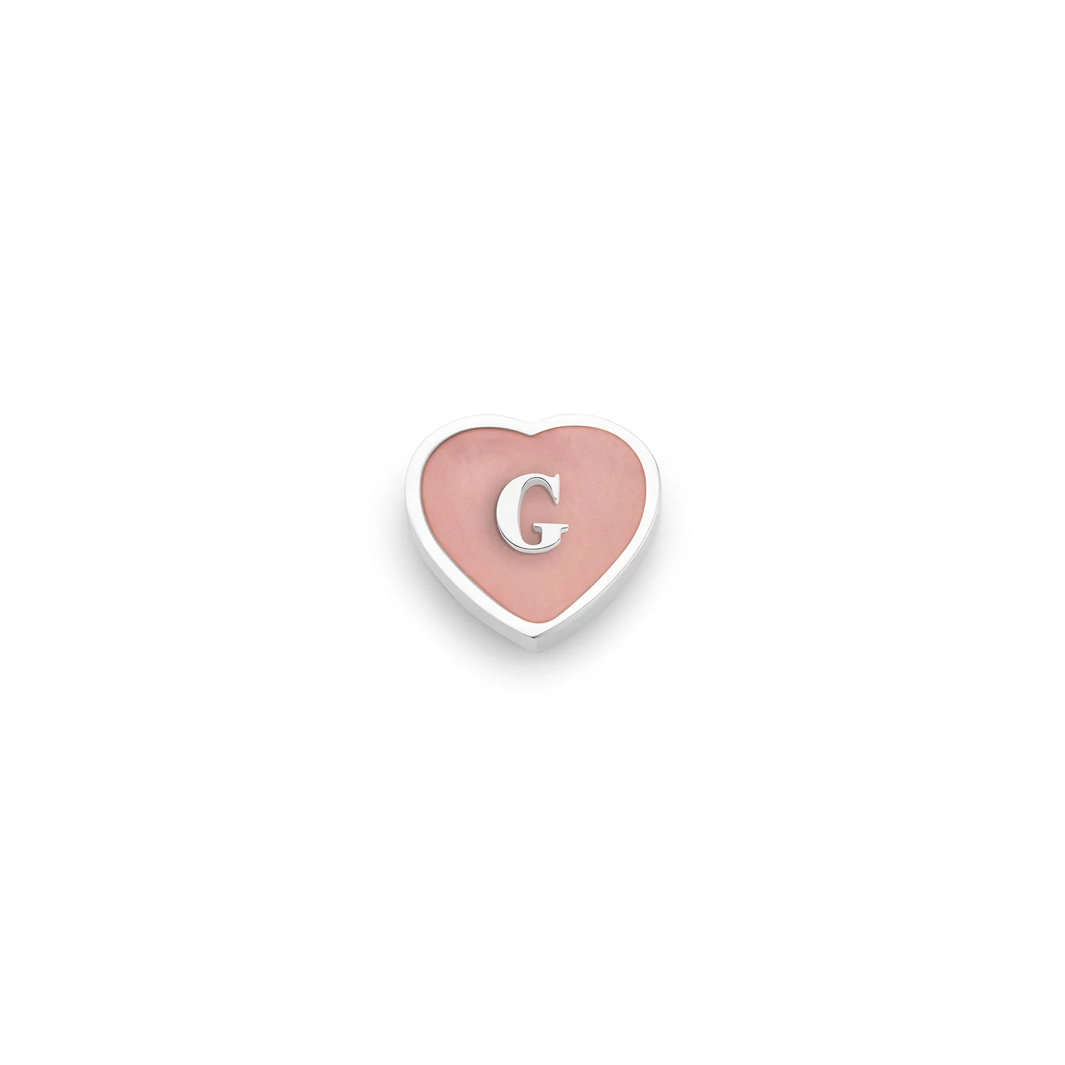 Rose Quartz Heart Charms (Silver) - Initials