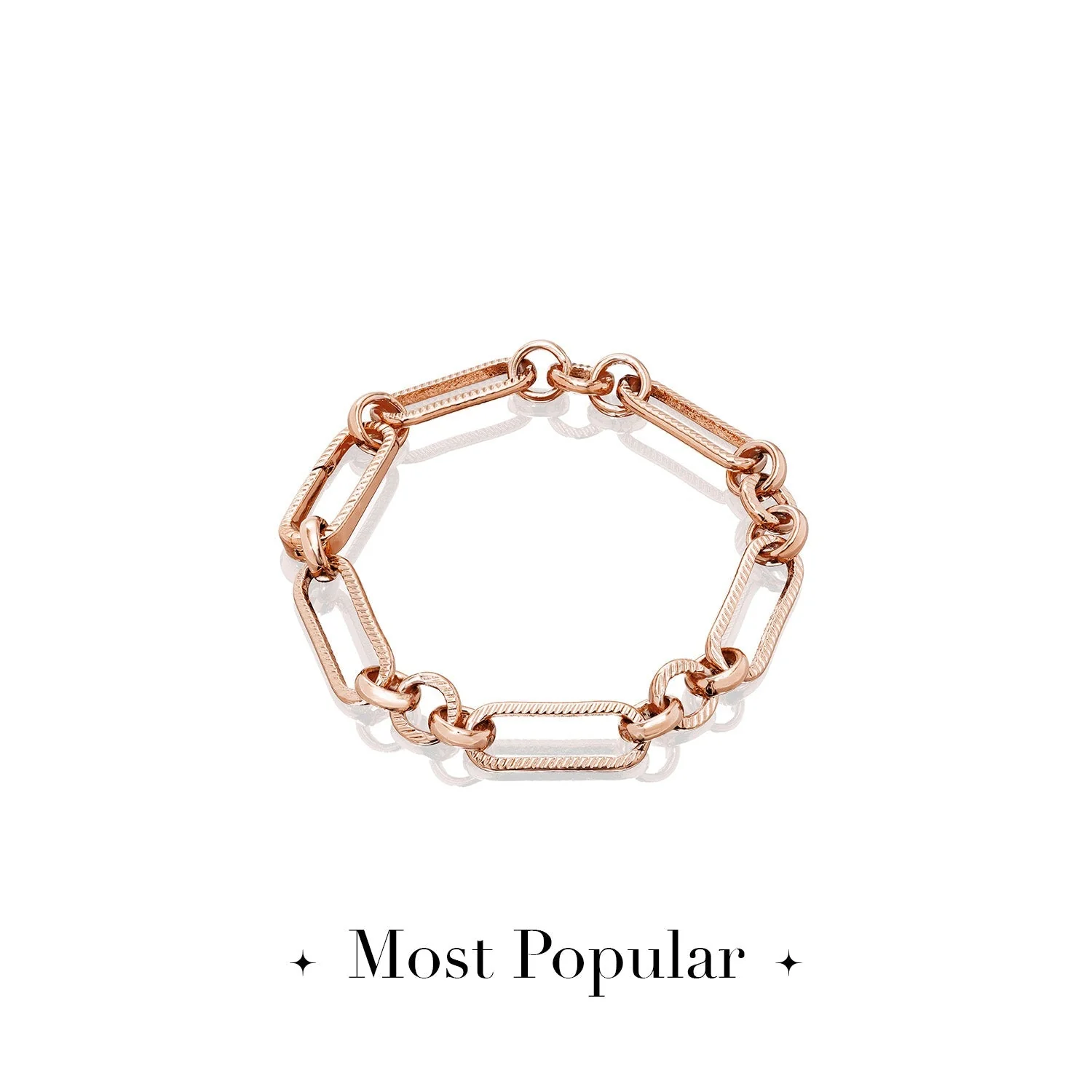 Letter & Birthstone Figaro Chain Bracelet (Rose Gold)
