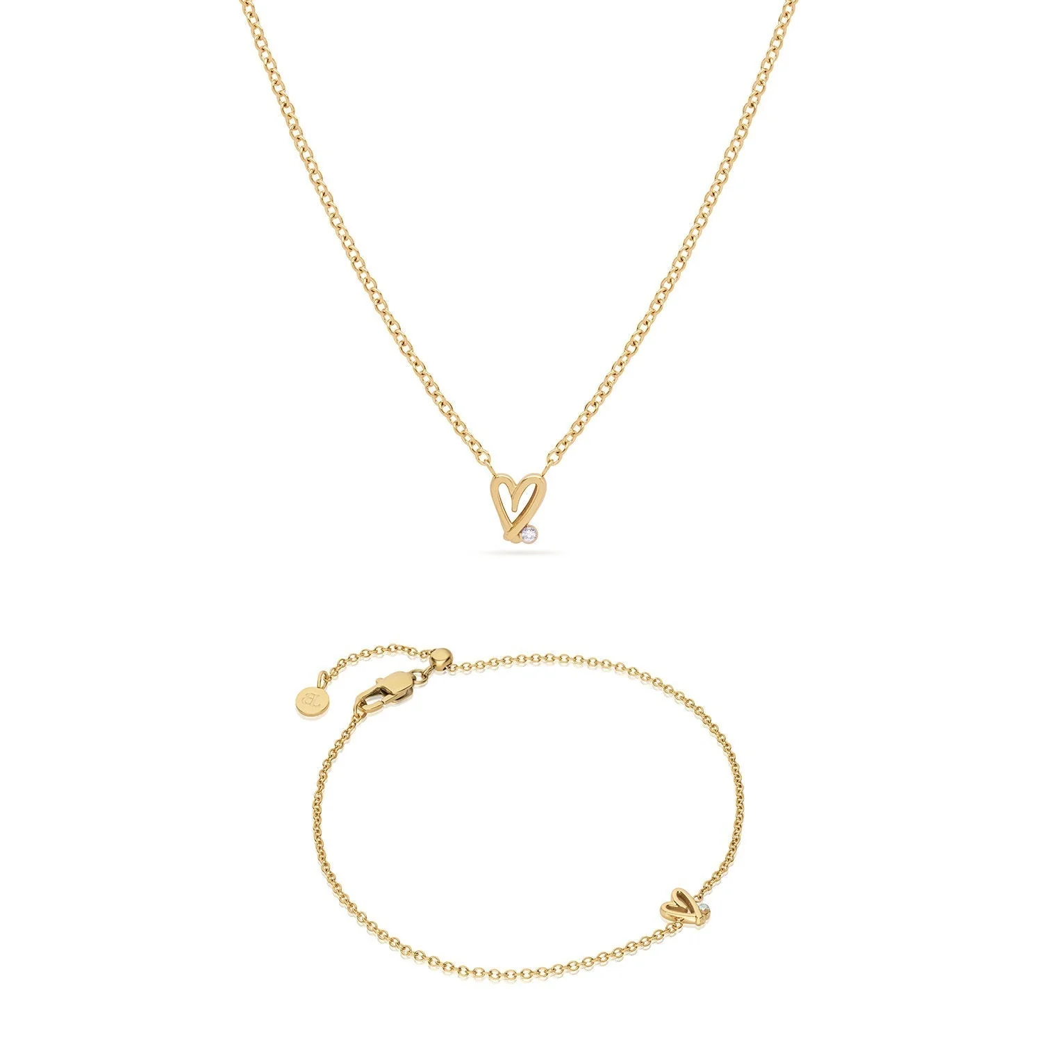 Stacey's Stories Doodle Heart Bracelet & Necklace Bundle (Gold)