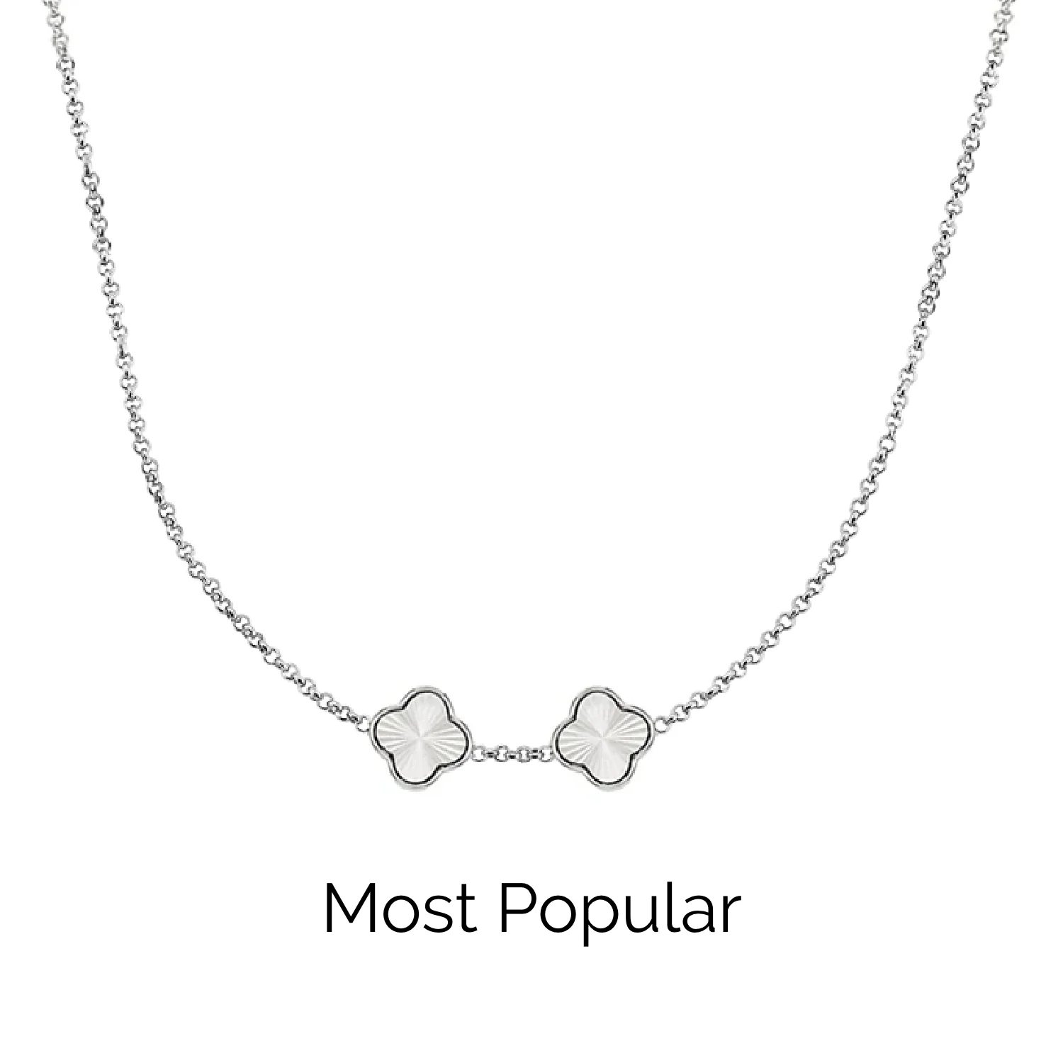 Textured Clover Custom Name Necklace (Silver)