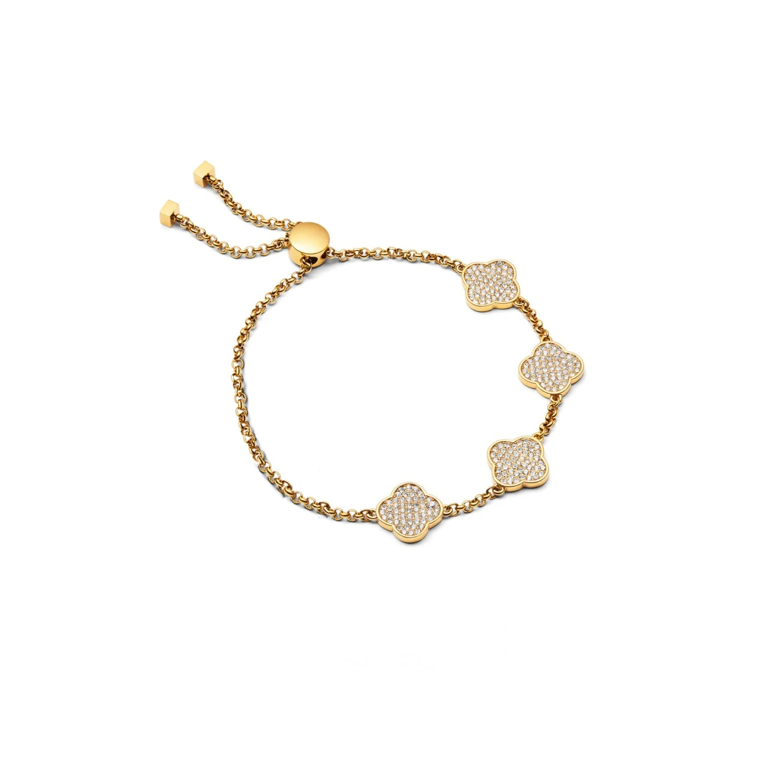 Shimmer Pavé Clover Bracelet (Gold)