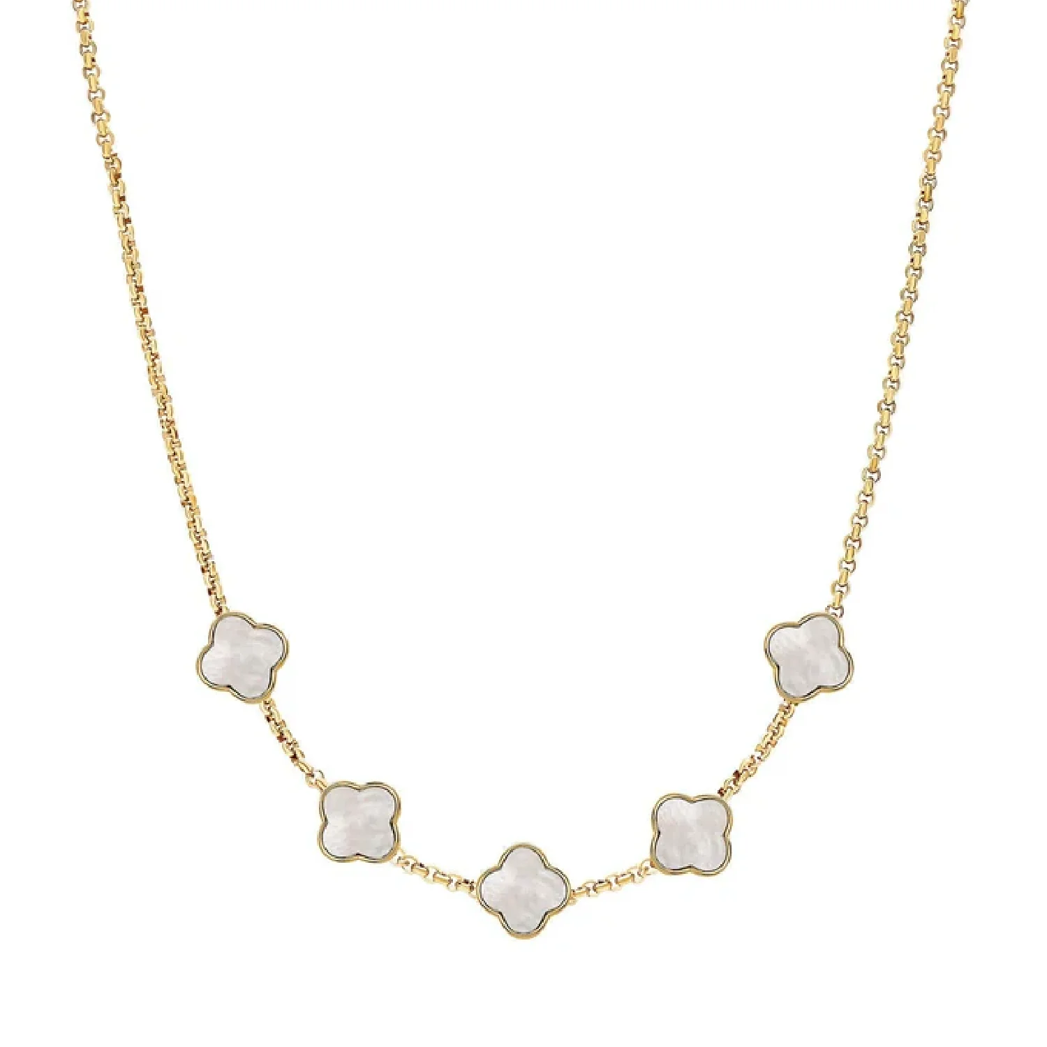 Pearl Clover Custom Name Necklace (Gold)