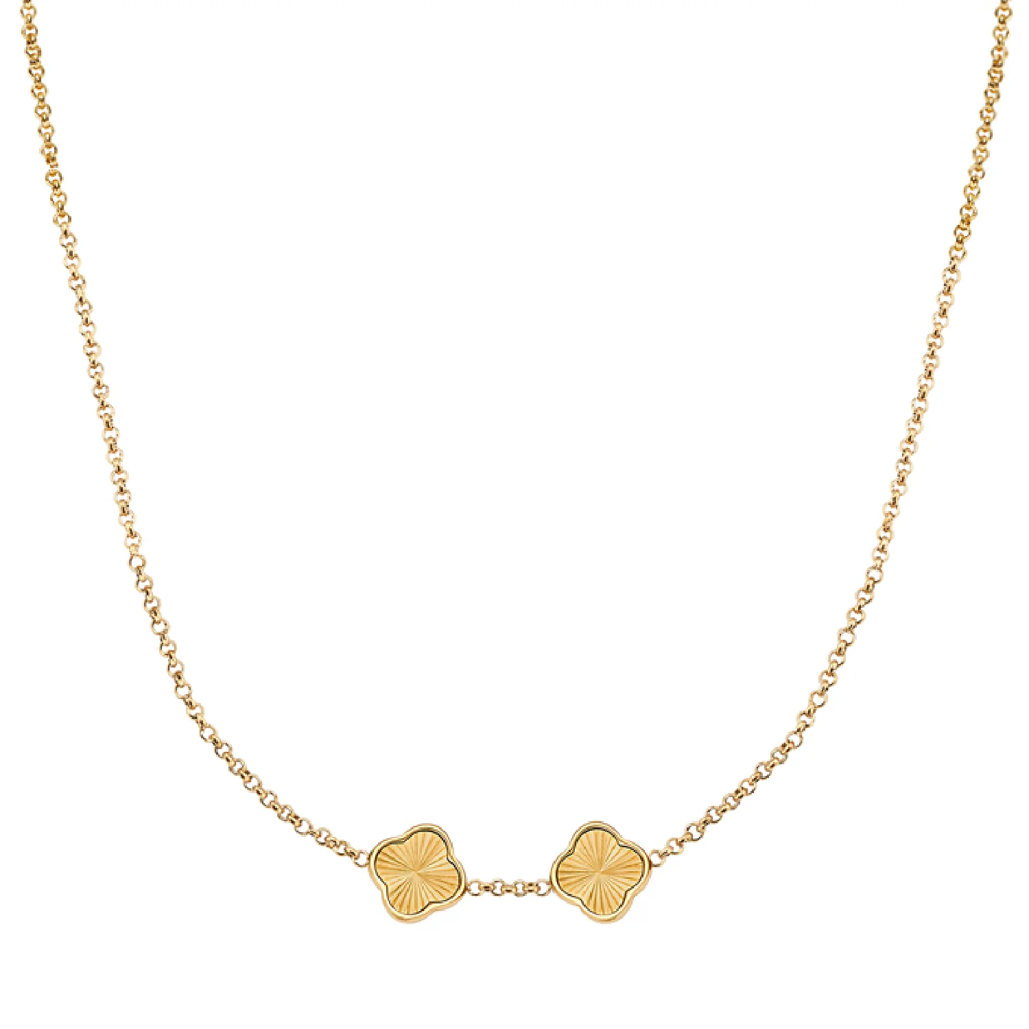 Textured Clover Custom Name Necklace (Gold)