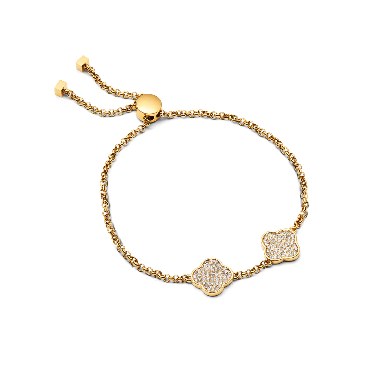 Shimmer Pavé Clover Bracelet (Gold)