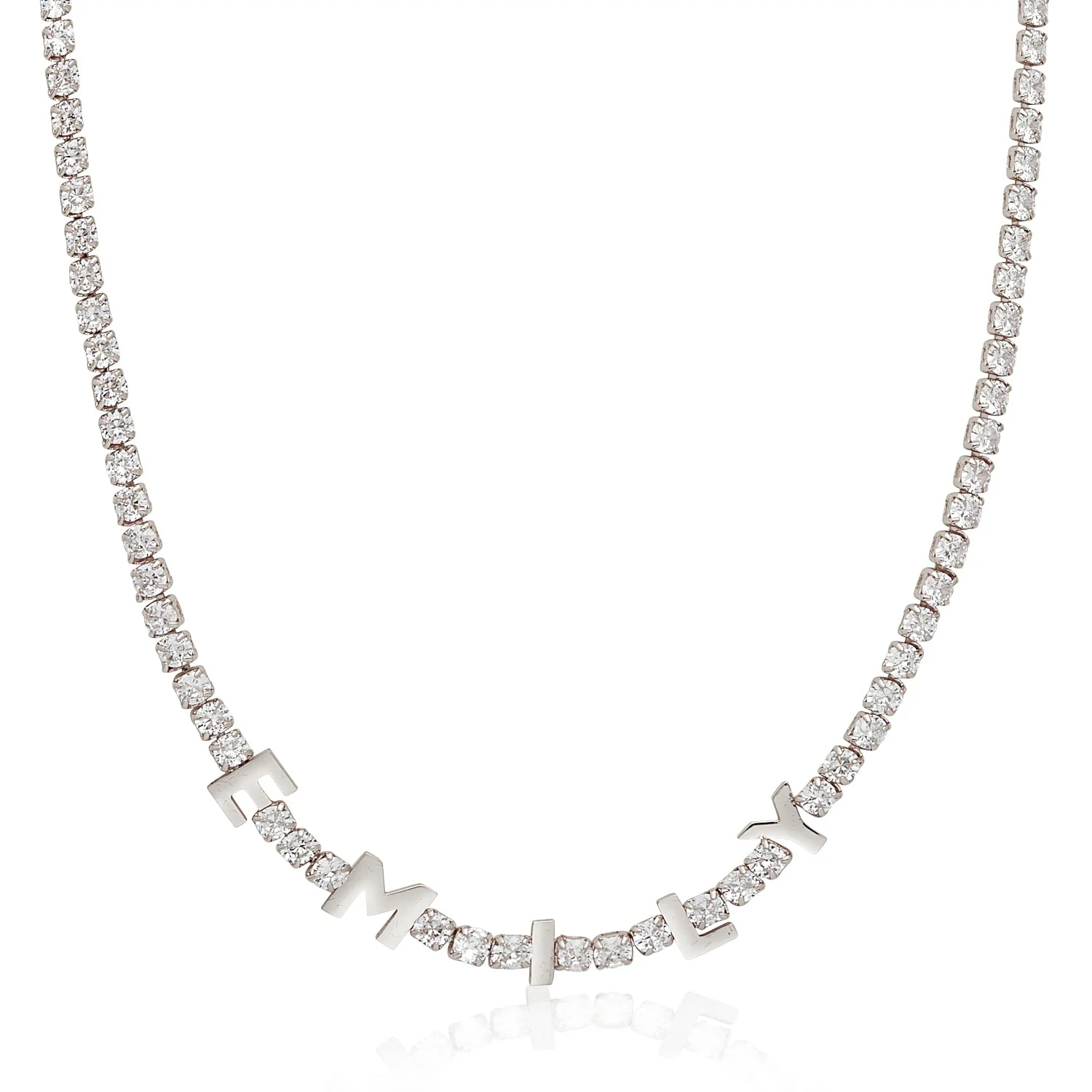 Custom Name Tennis Necklace (Silver)