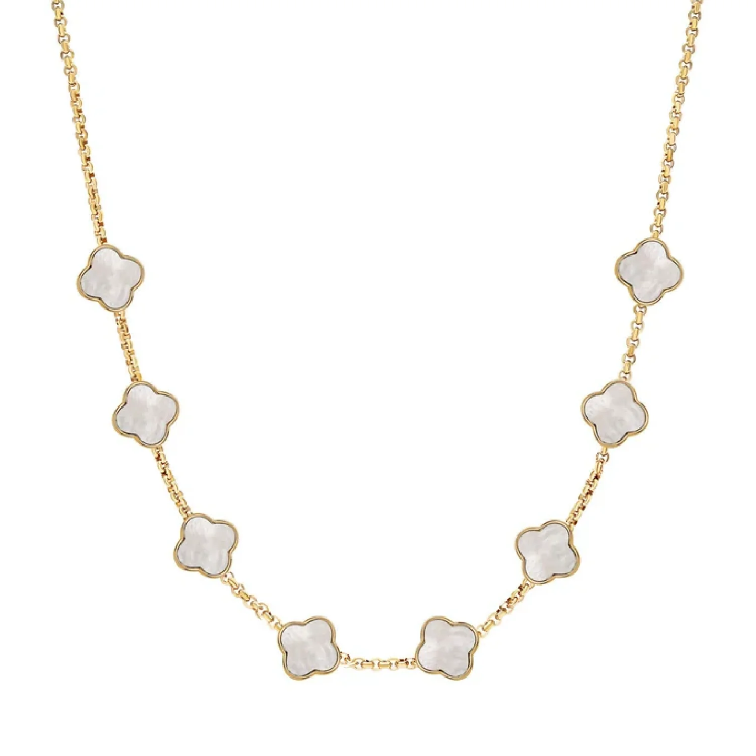 Pearl Clover Custom Name Necklace (Gold)