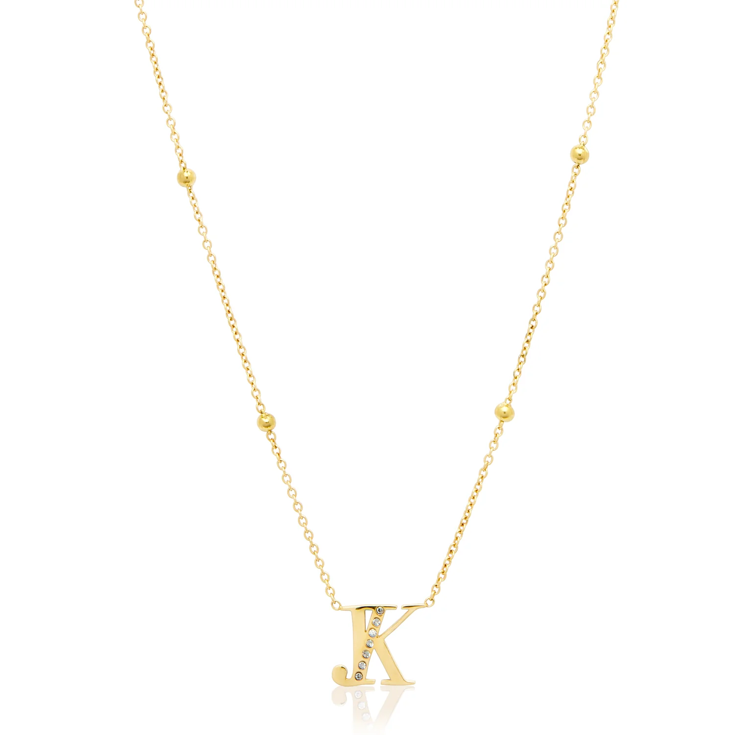 Double Initial Crystal Necklace (Gold)