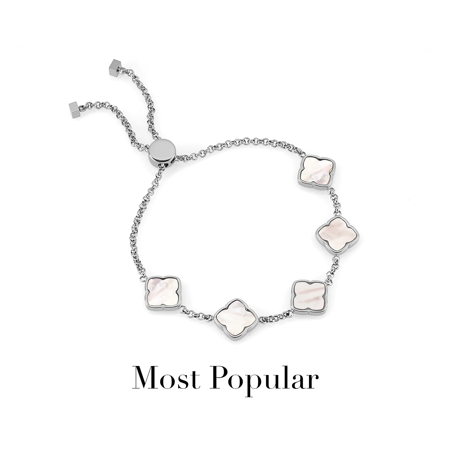 Multi Pearl Clover Bracelet (Silver)