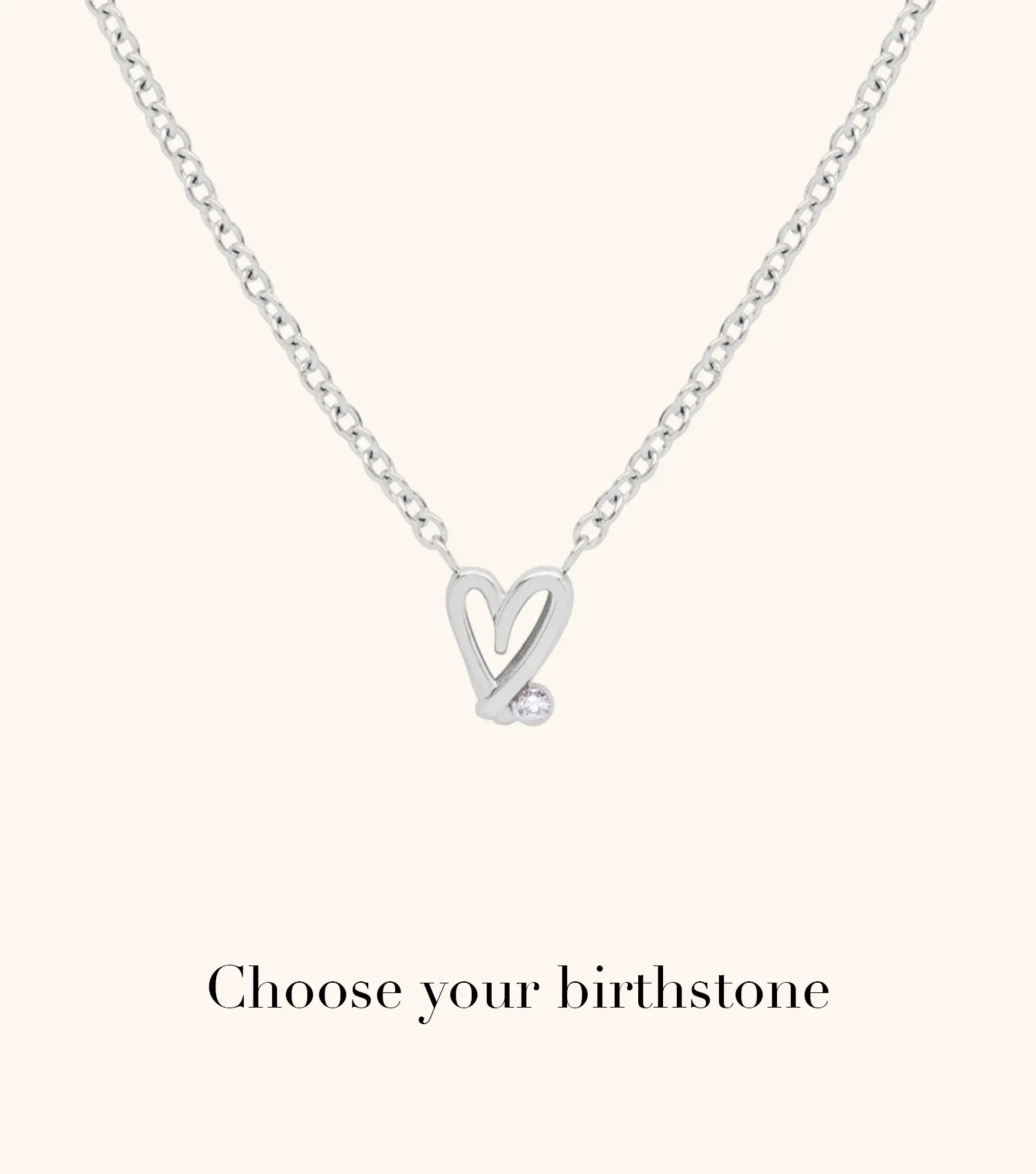Stacey's Stories Doodle Heart Birthstone Necklace (Silver)