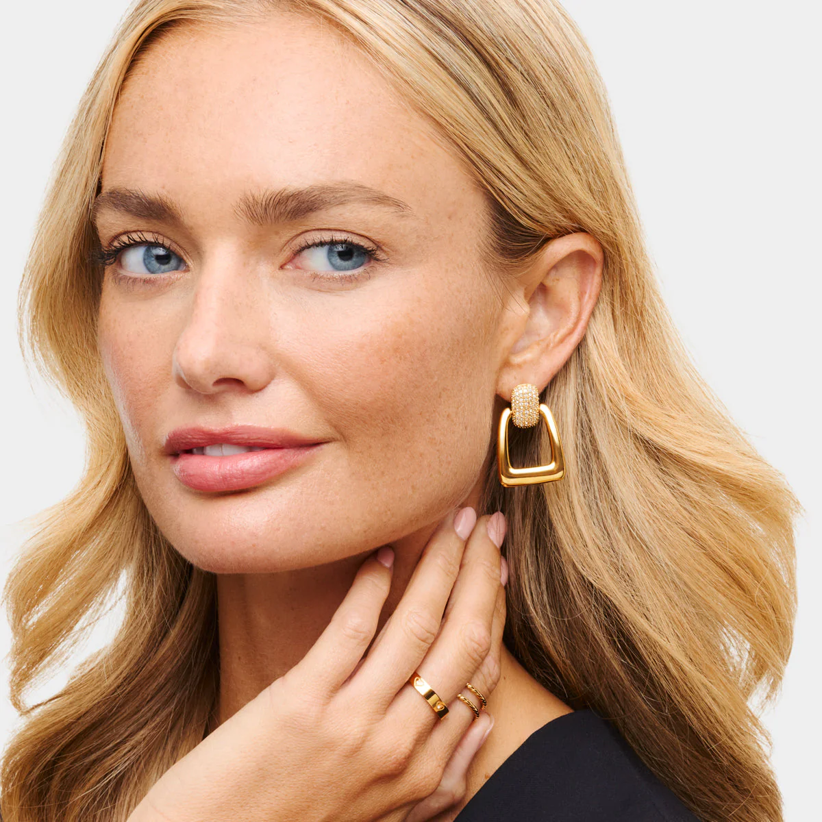 Spotlight Pavé Drop Earrings (Gold)
