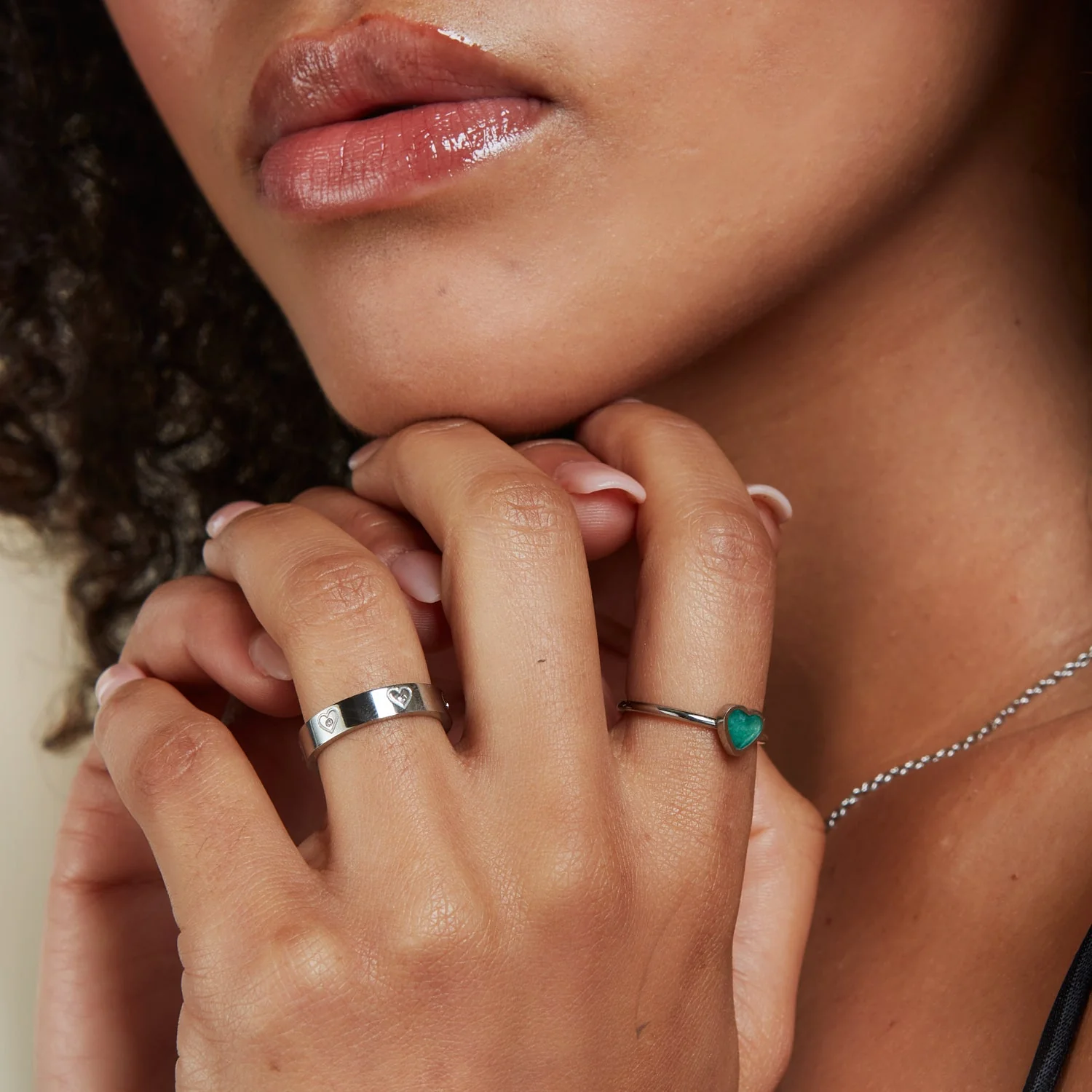 Crystal Heart & Pearl Clover Ring Bundle (Silver)